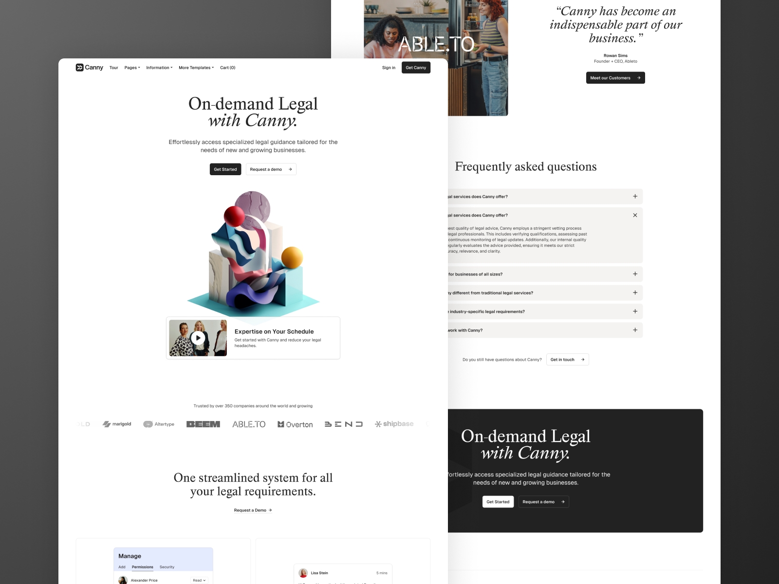 Screenshot of Canny website