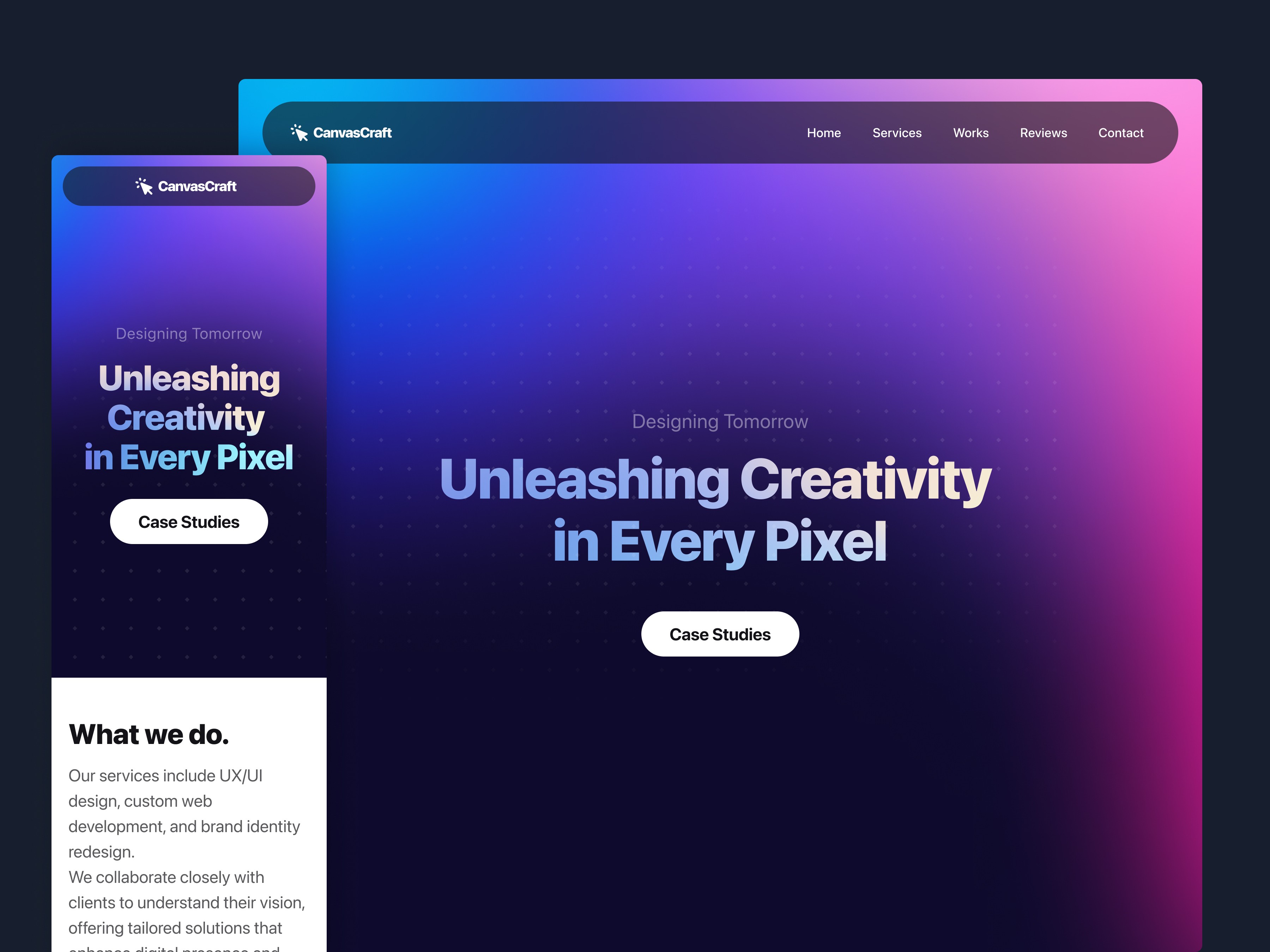 Screenshot 2 of Canvas craft premium agency landing page streamlined responsive template effortless integration mobile first design