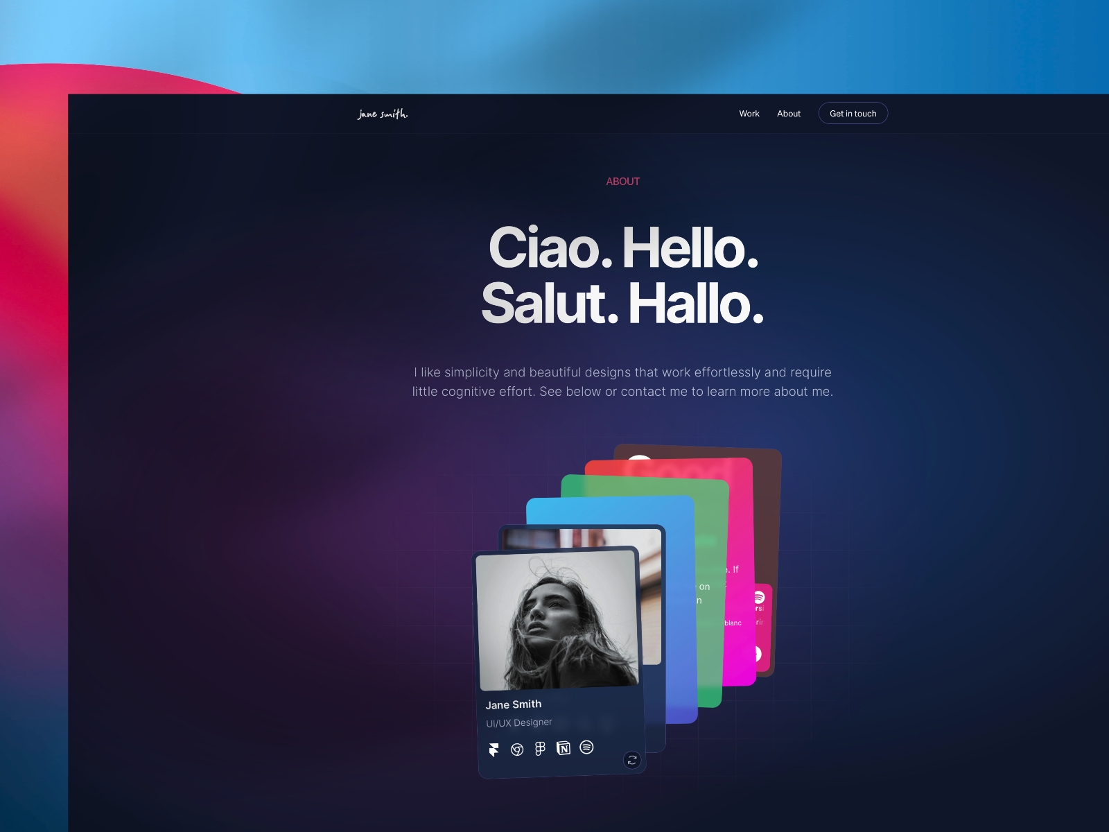 Screenshot of Cardy website