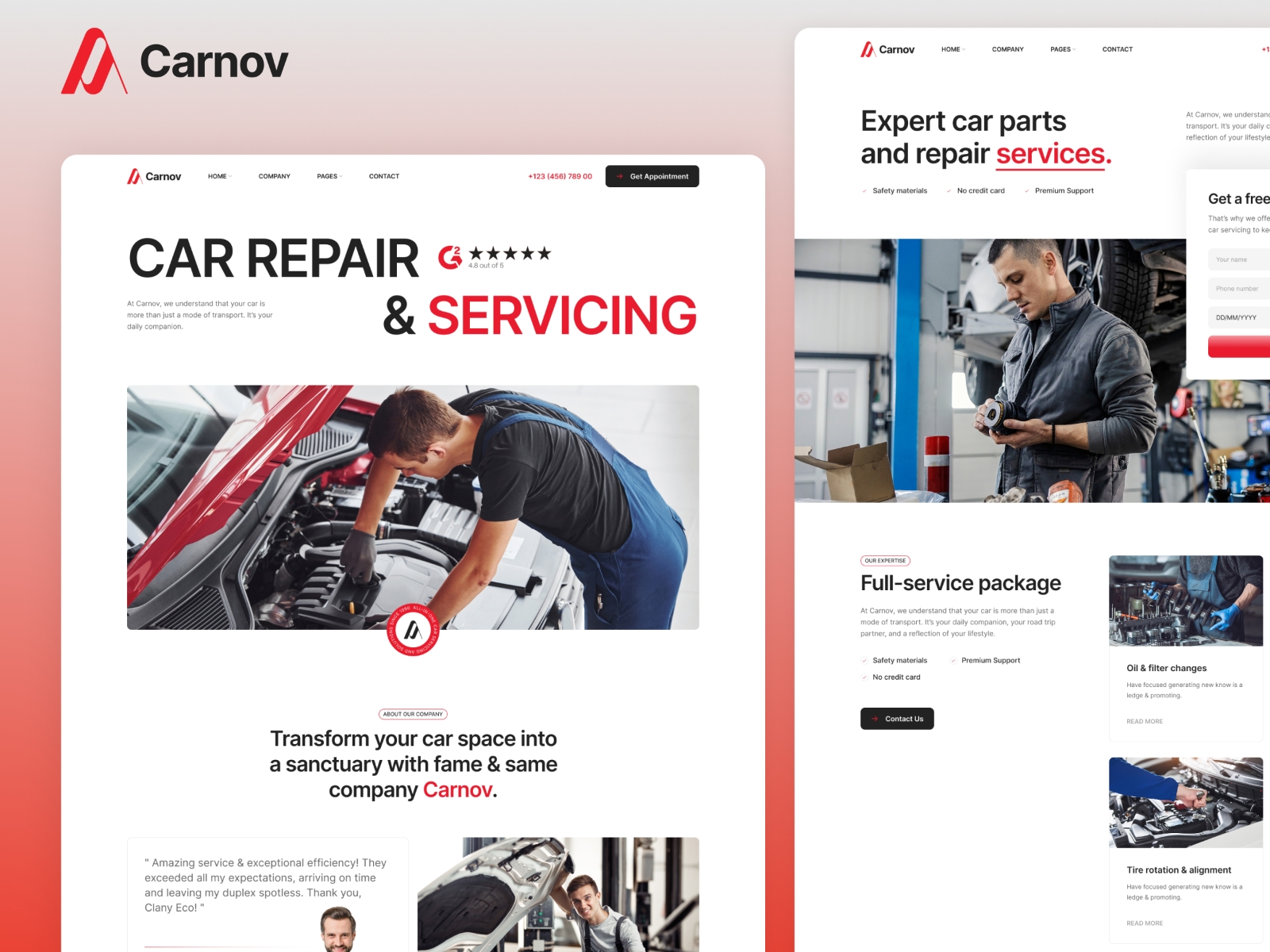 Screenshot of Carnov website
