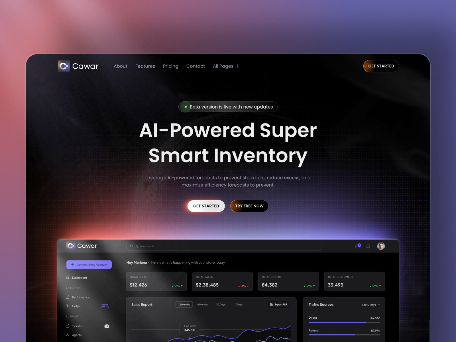 Screenshot of Cawar website