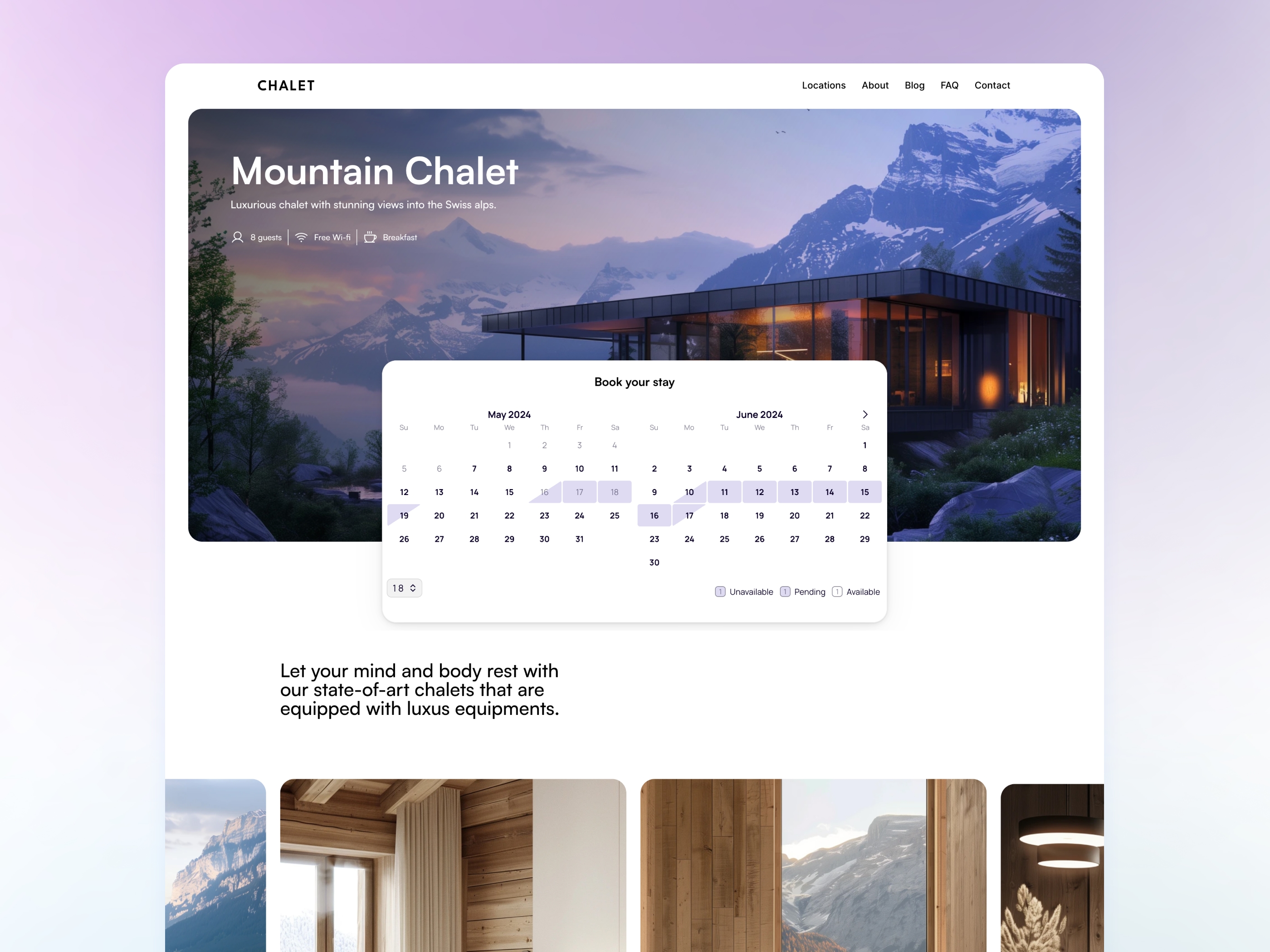 Screenshot of Chalet website
