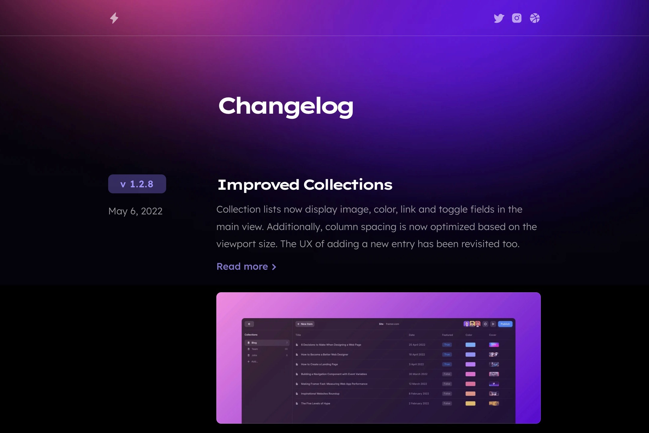 Screenshot 2 of Changelog website