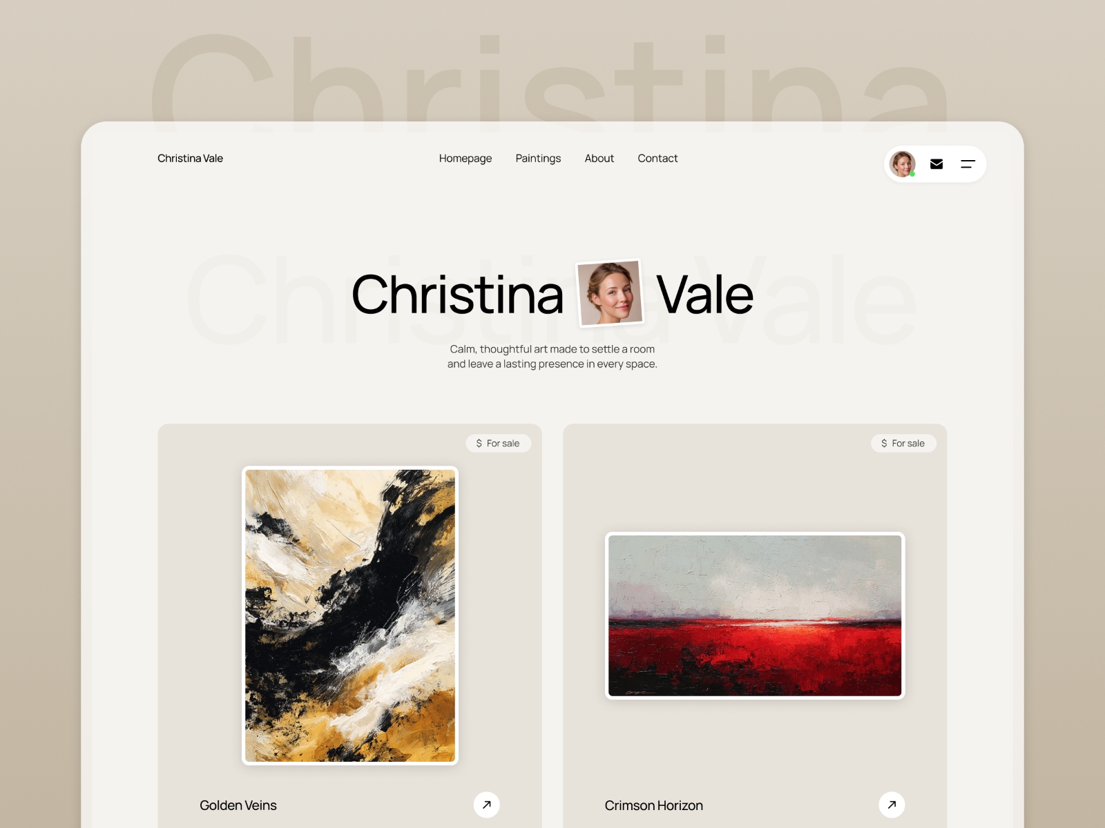 Screenshot of Christina website