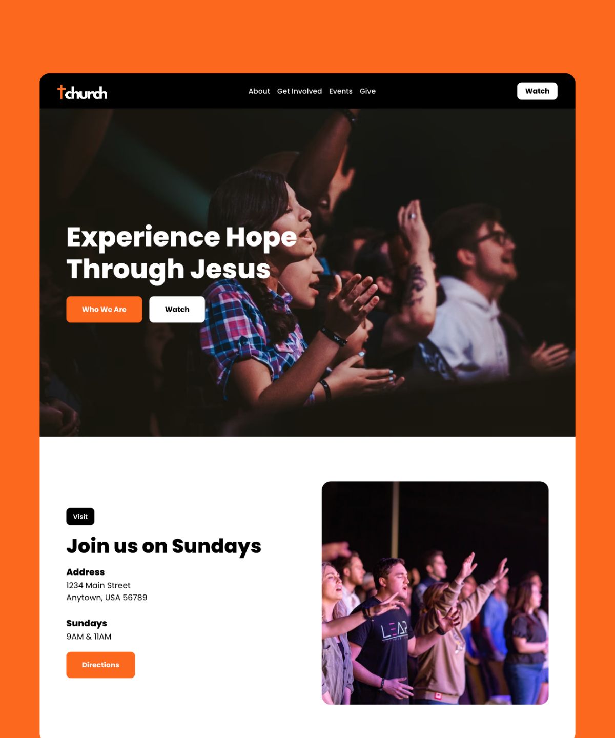 Screenshot of Church website