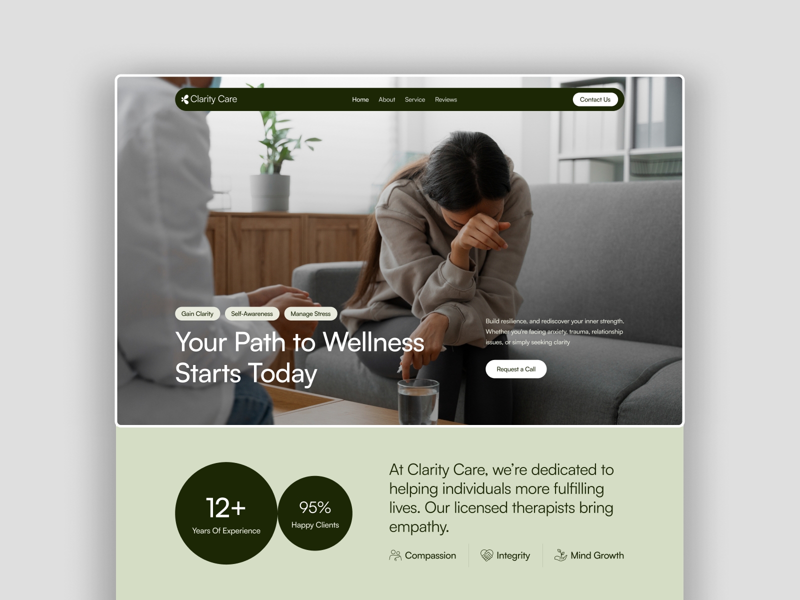 Screenshot of Clarity care website