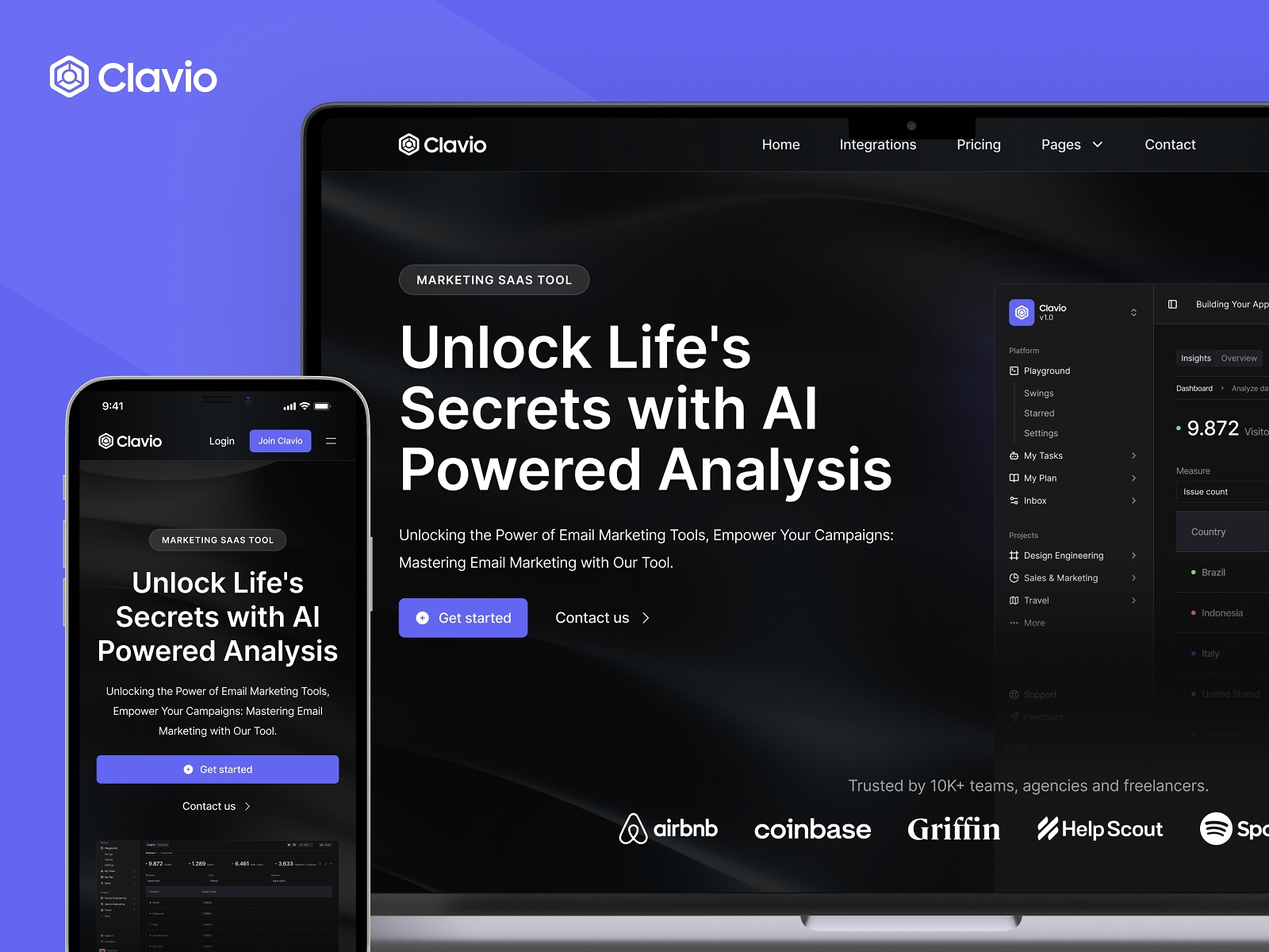 Screenshot of Clavio website