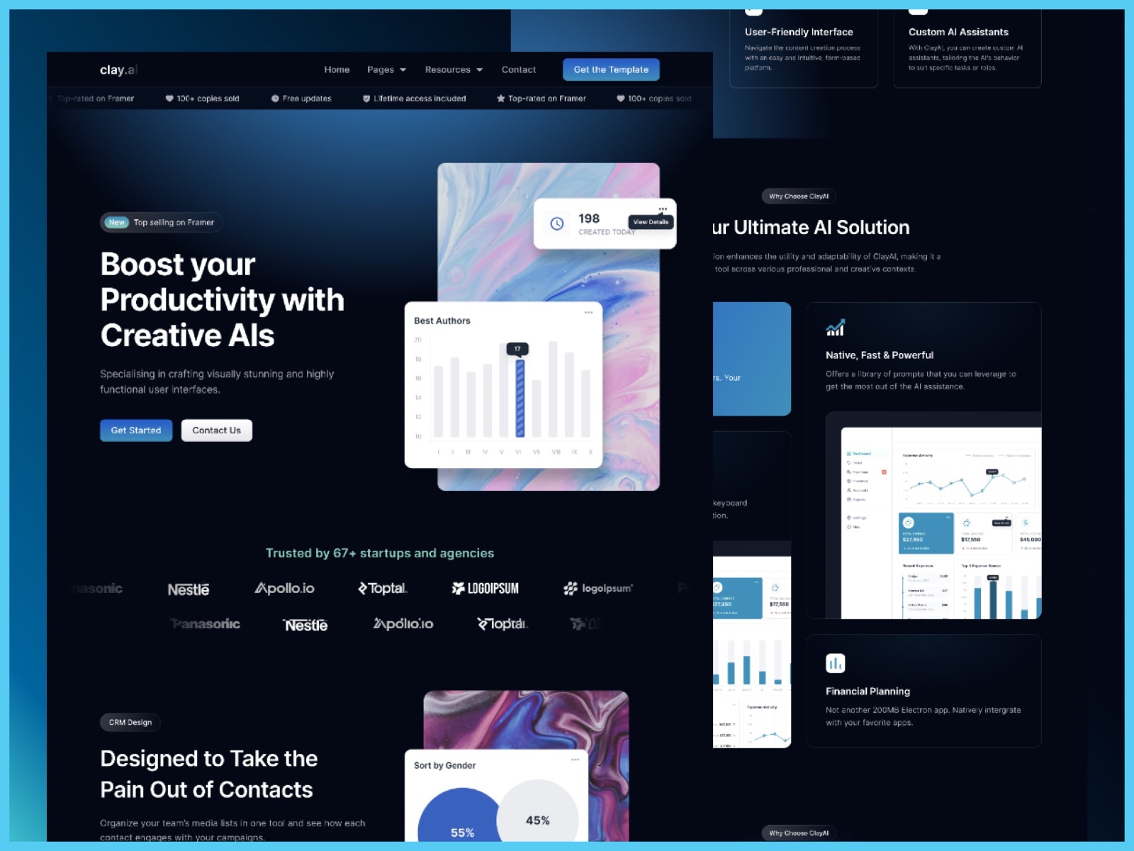 Screenshot of Clayai saas startup template website