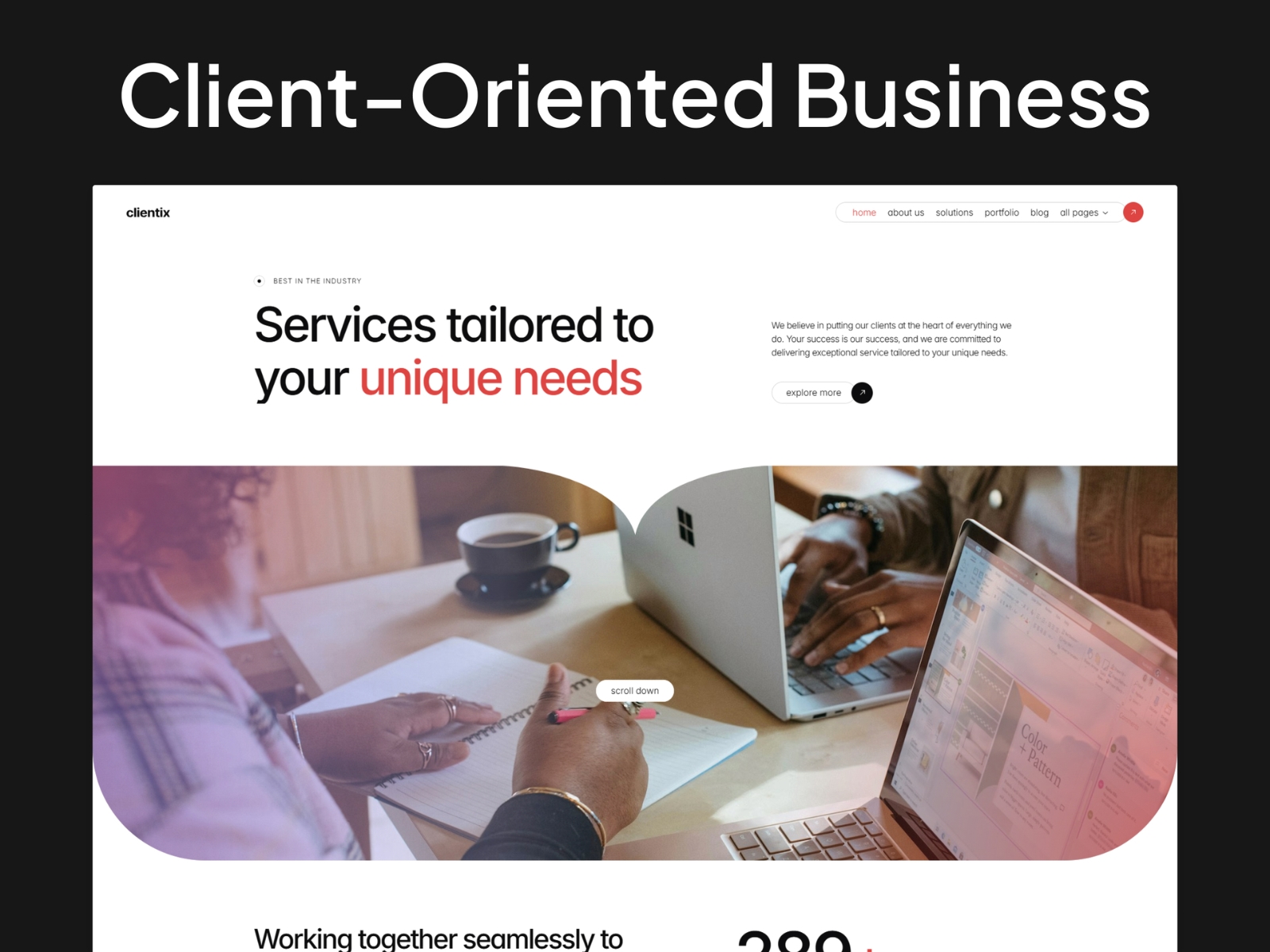 Screenshot of Clientix website