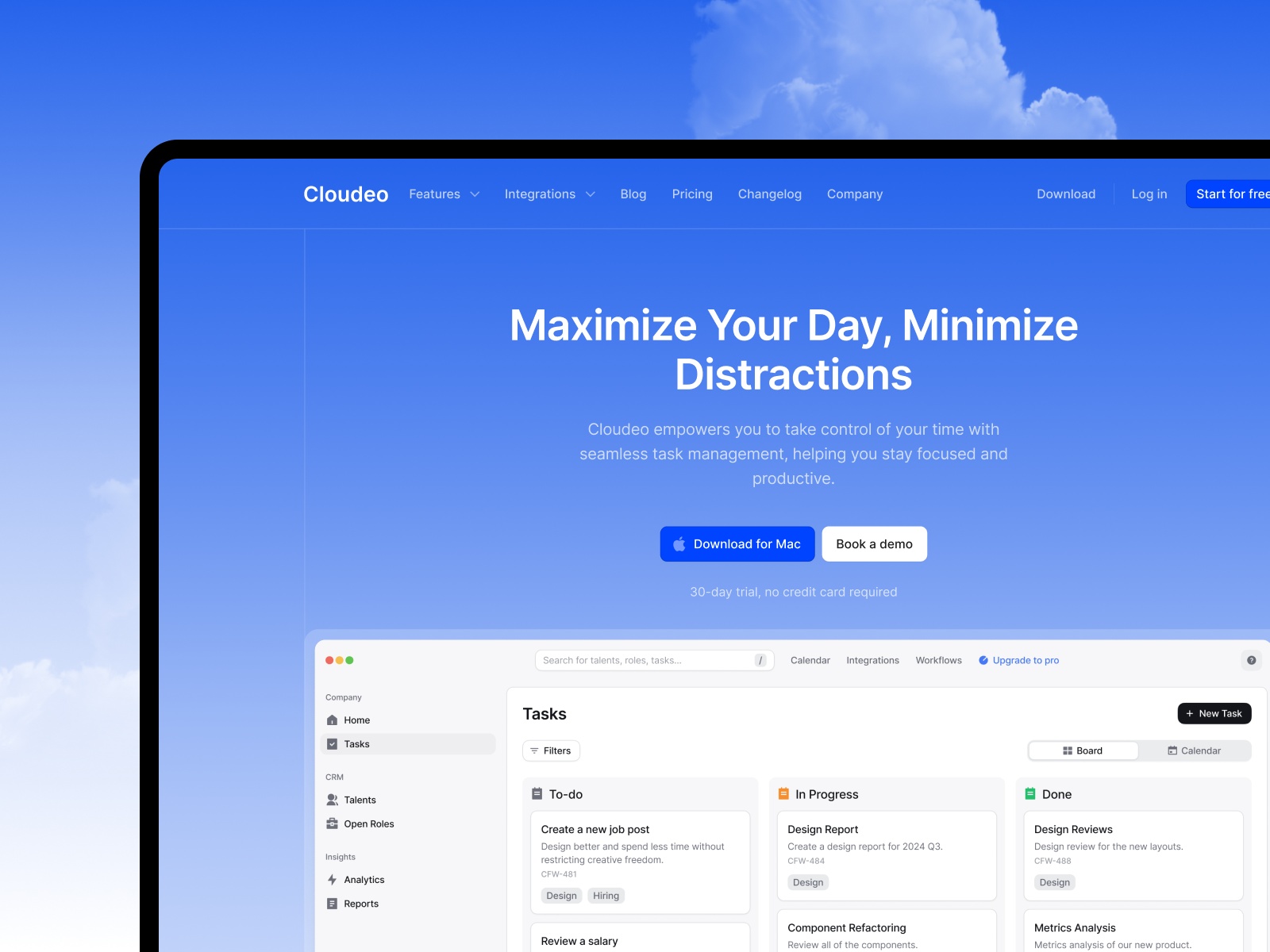 Screenshot of Cloudeo website