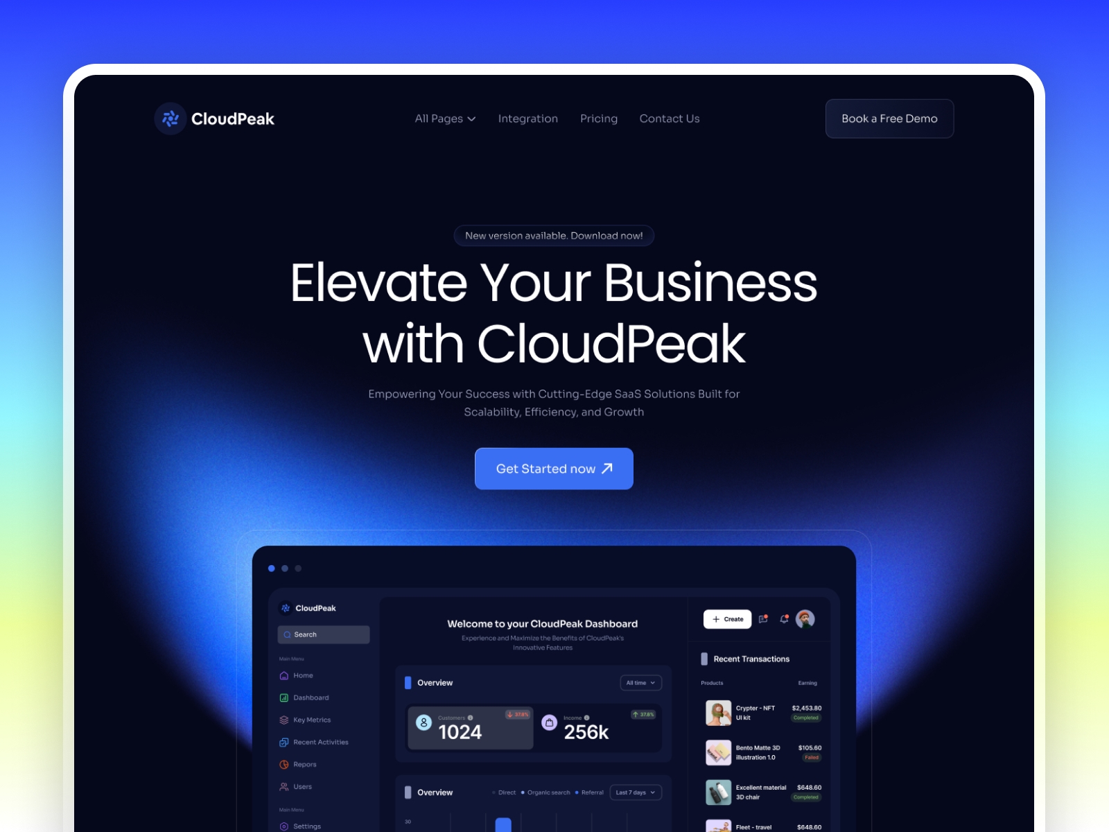 Screenshot of Cloudpeak website
