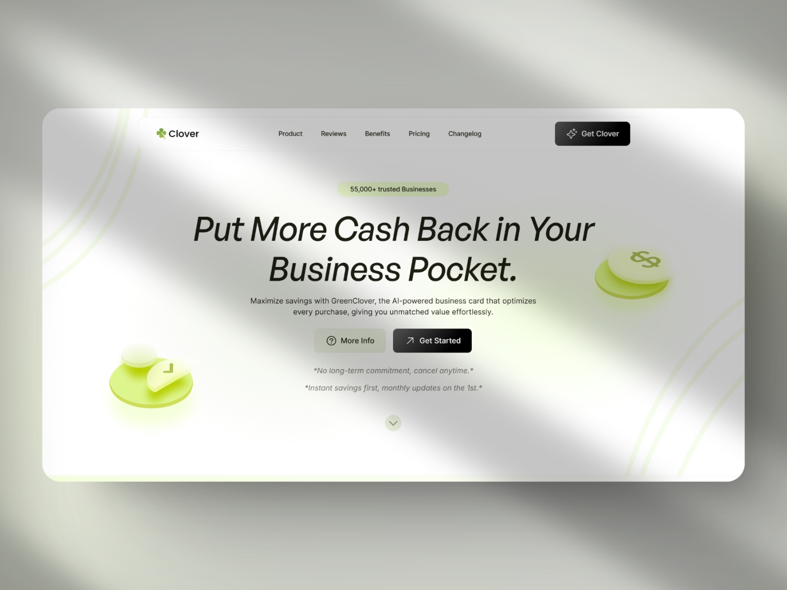 Screenshot of Clover website