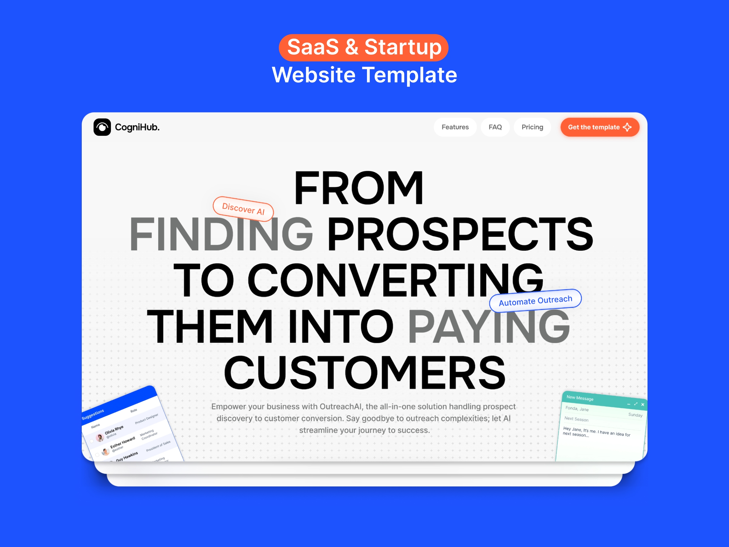 Screenshot of Cognihub saas startup website template website