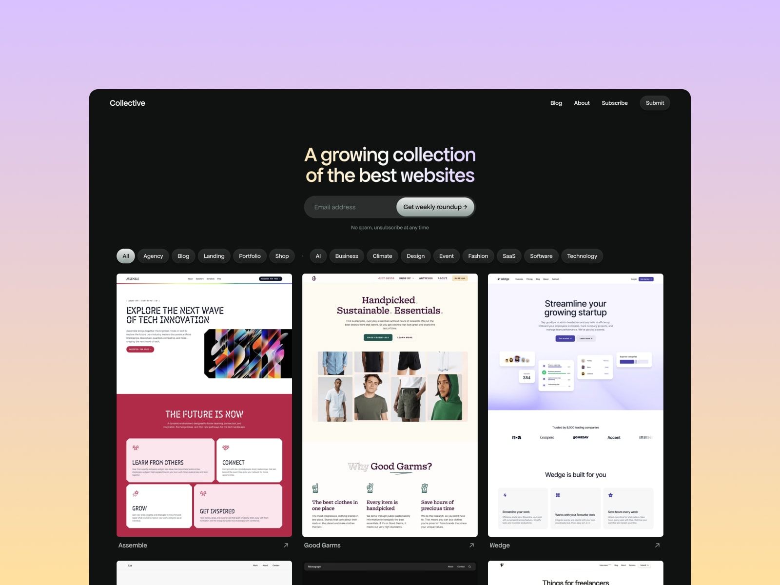 Screenshot of Collective website
