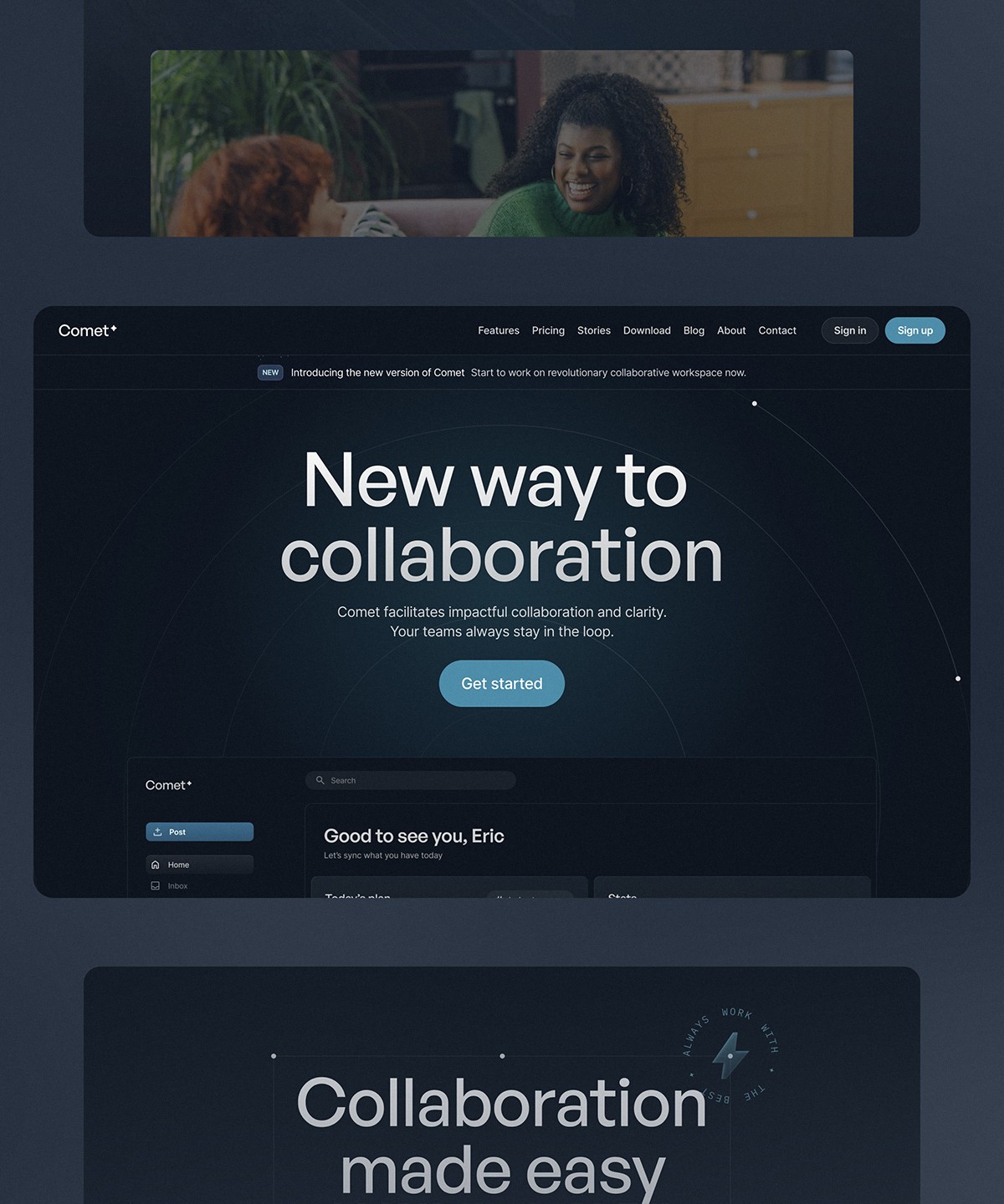 Screenshot of Comet website