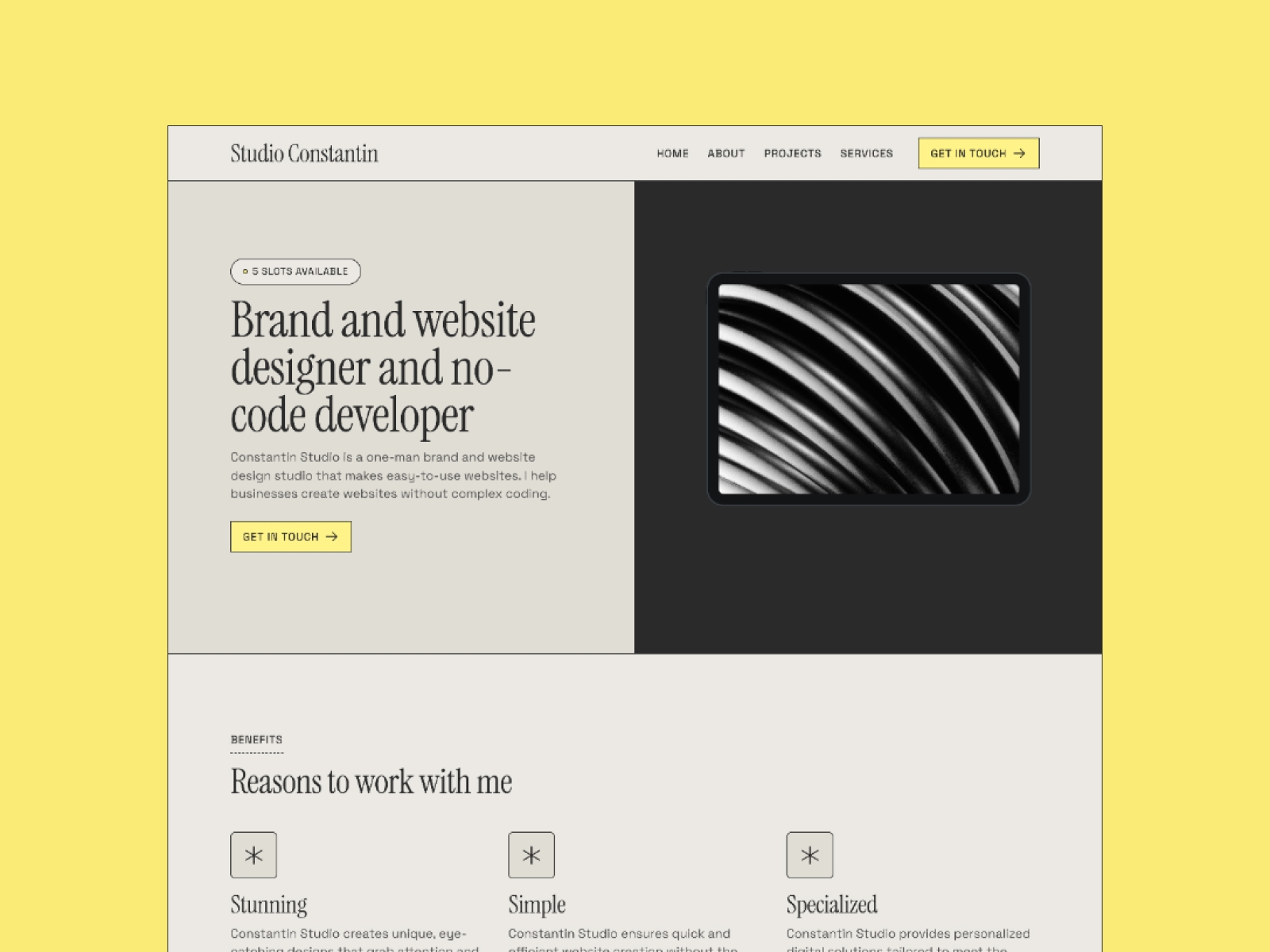 Screenshot of Constantin website