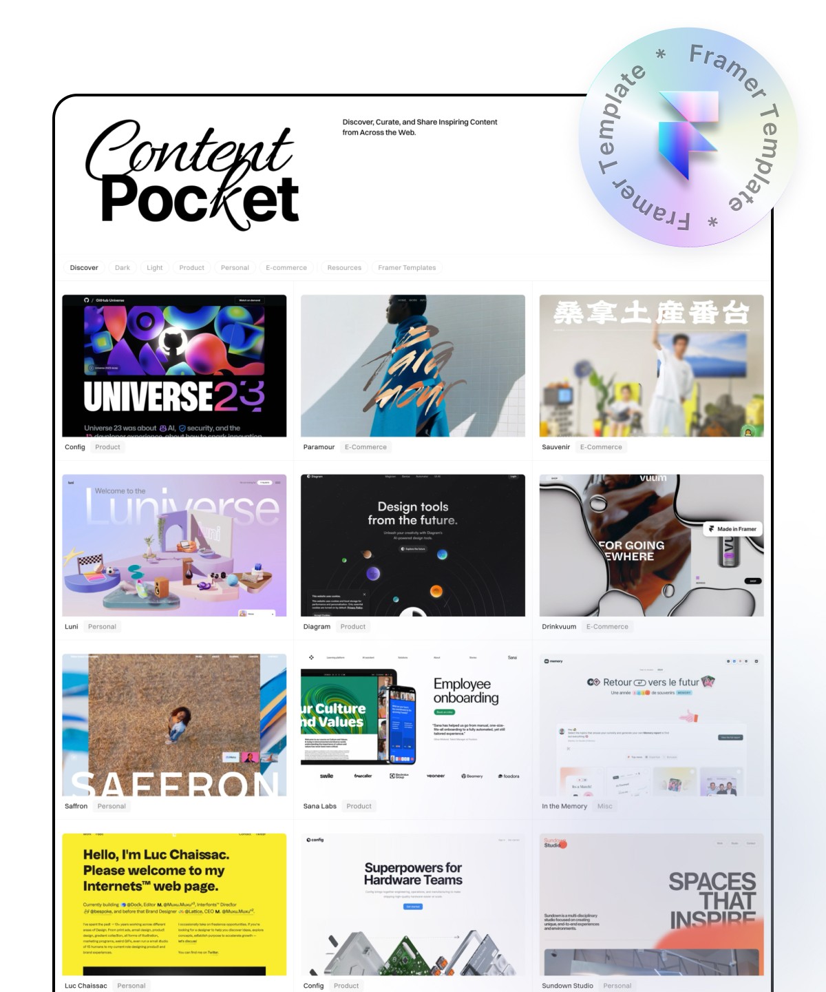 Screenshot of Content pocket website