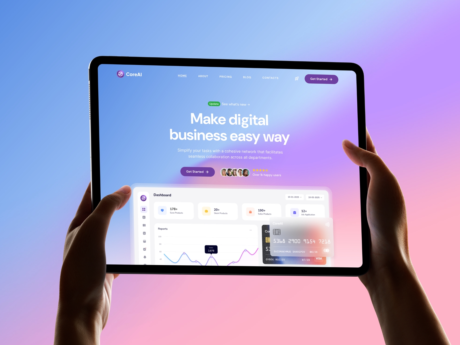 Screenshot of Coreai website
