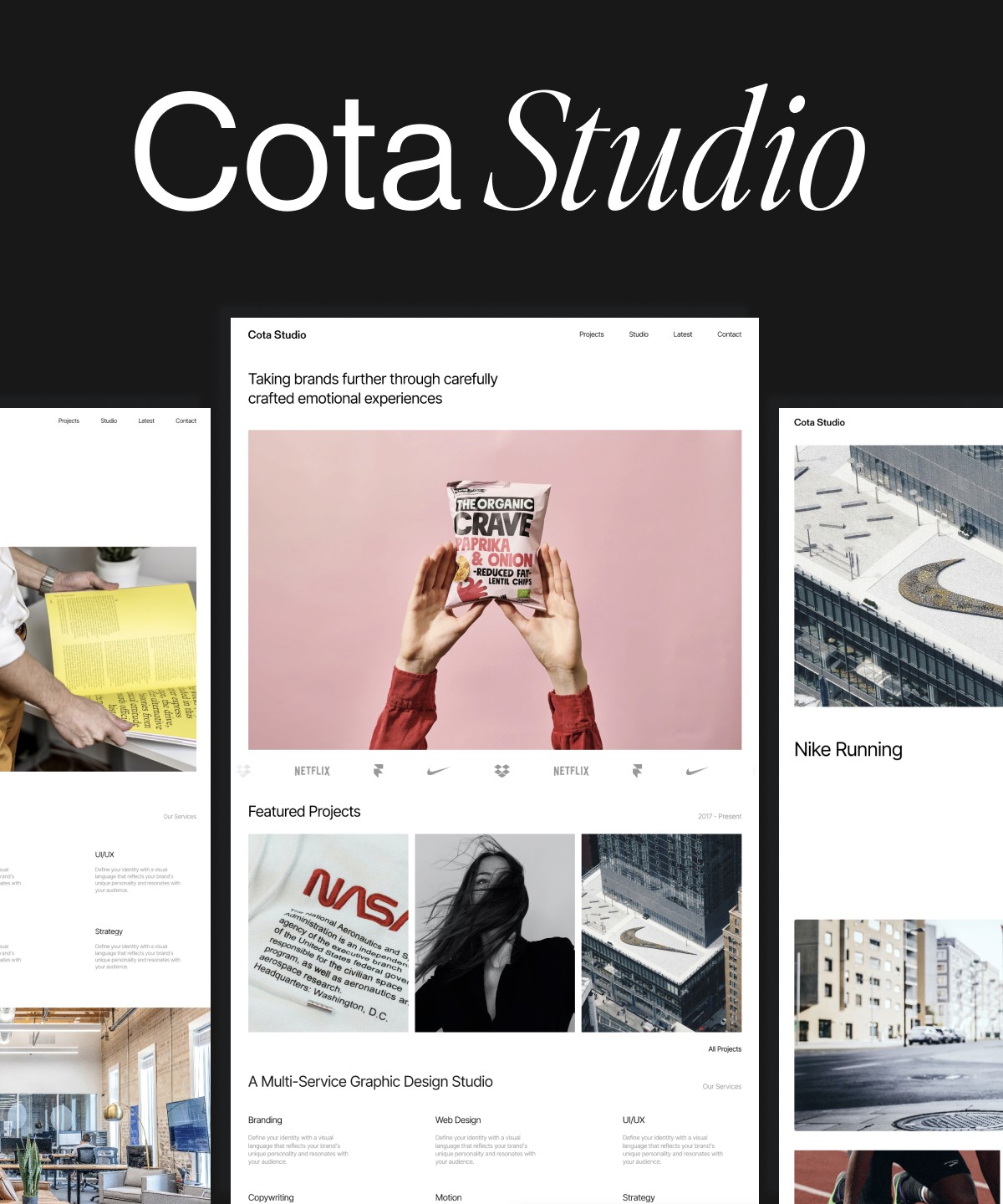 Screenshot of Cota studio agency portfolio framer template website