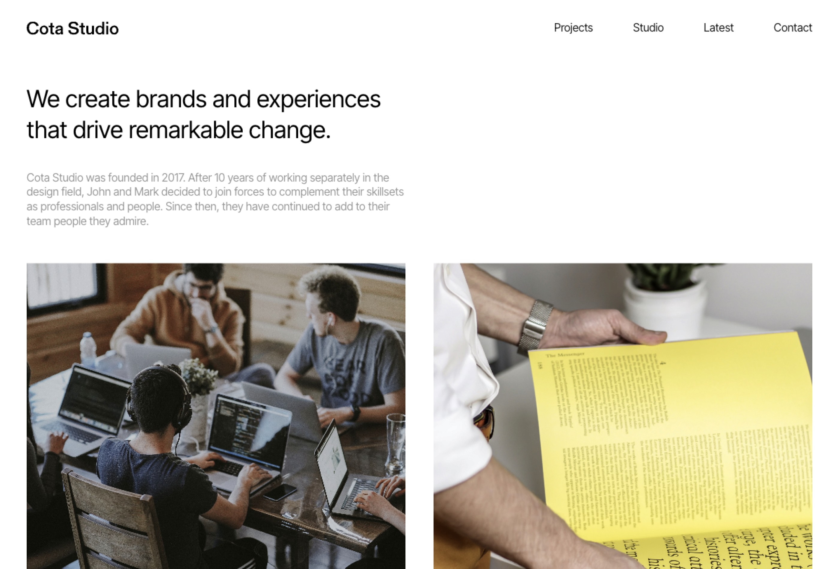 Screenshot 3 of Cota studio agency portfolio framer template