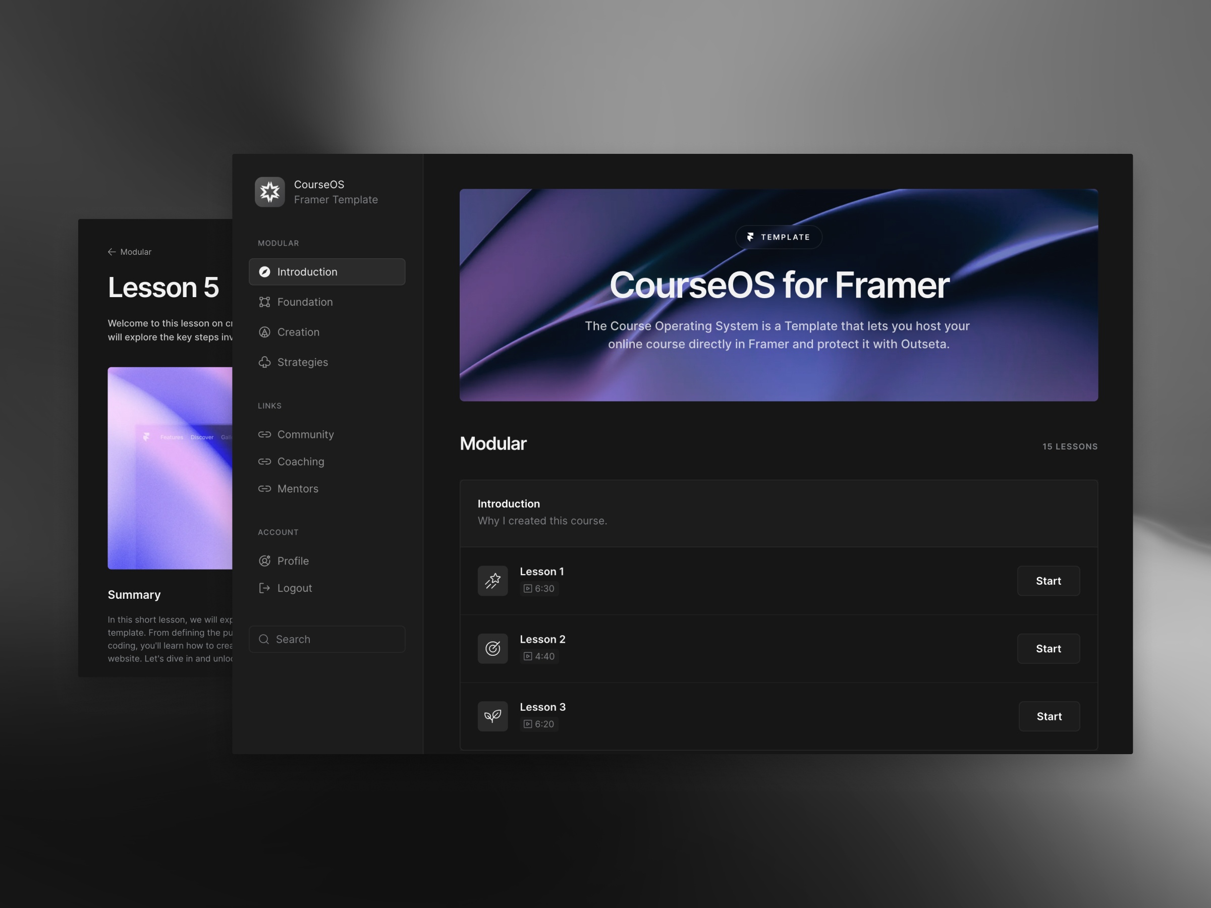 Screenshot of Courseos website