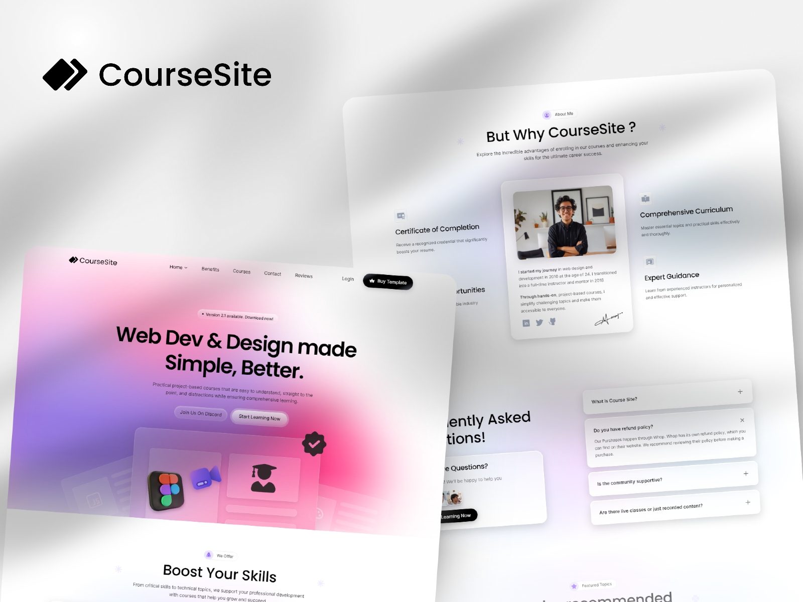 Screenshot of Coursesite website