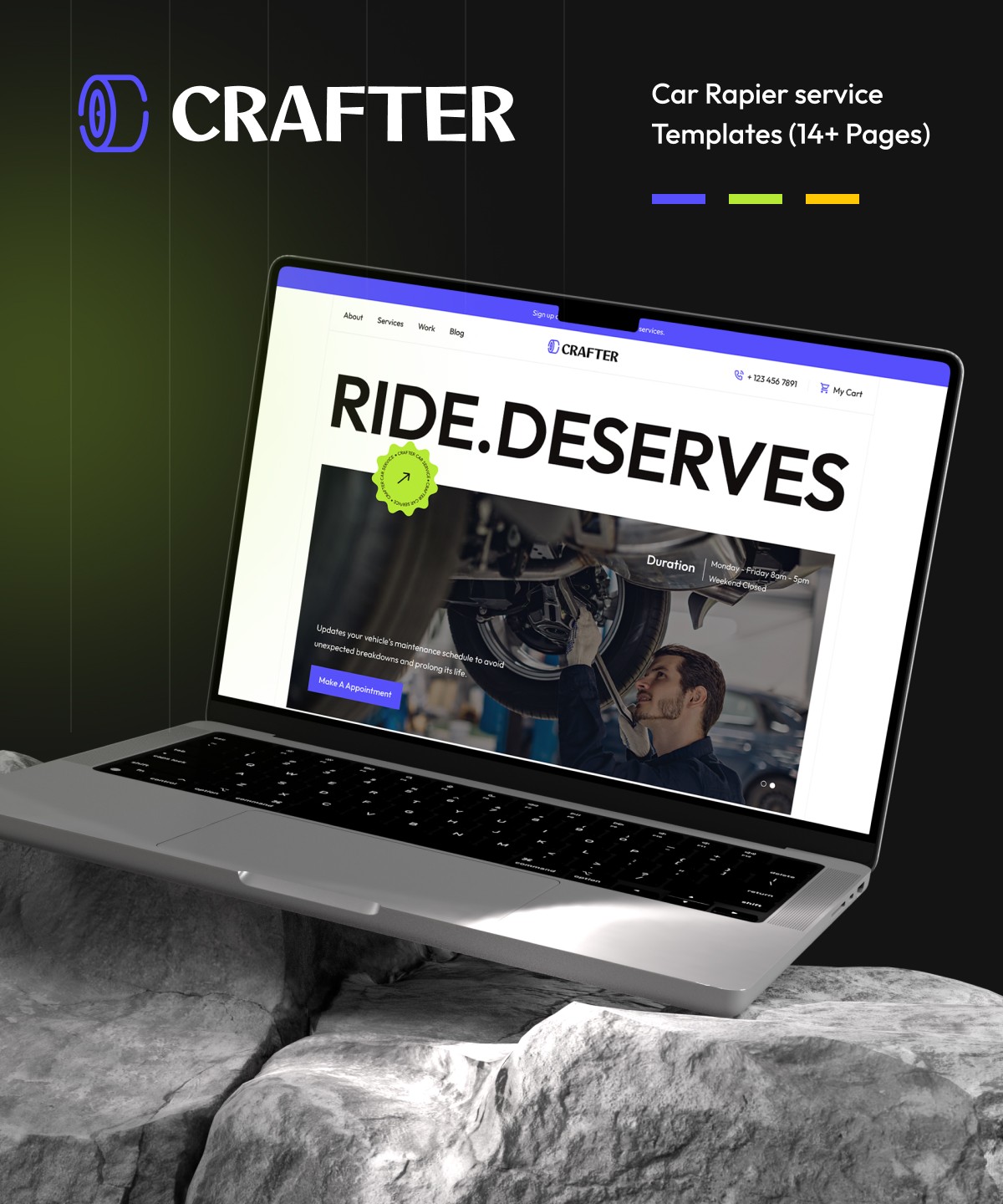 Screenshot of Crafter repairing service template website