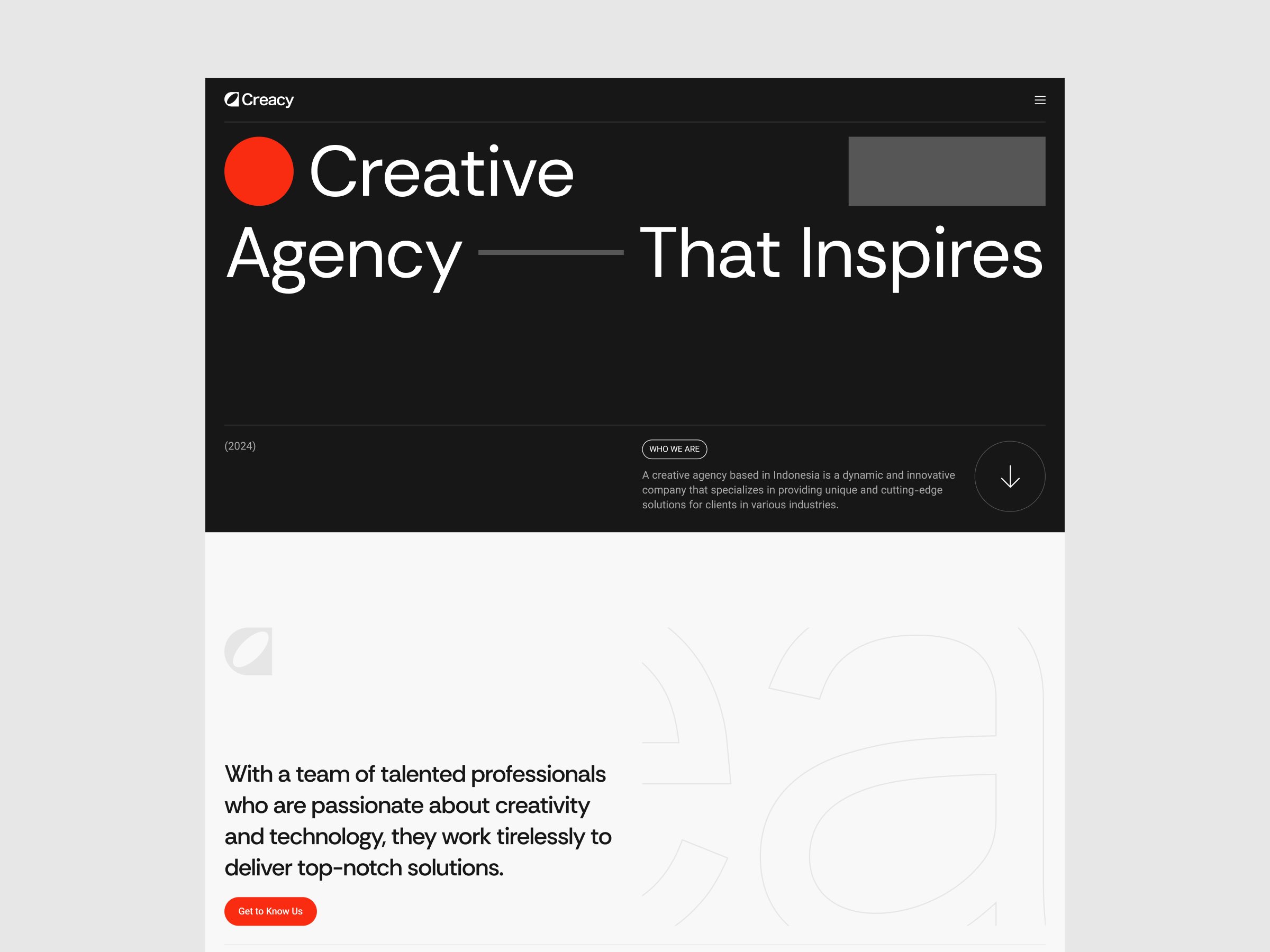 Screenshot of Creacy website