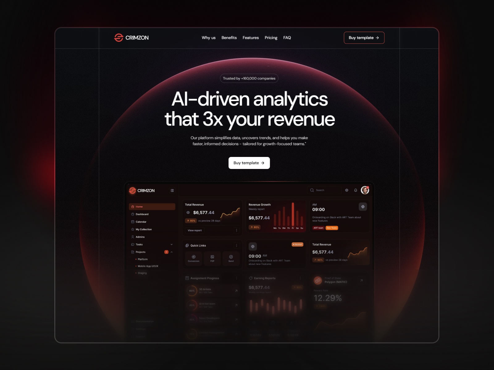 Screenshot of Crimzon website