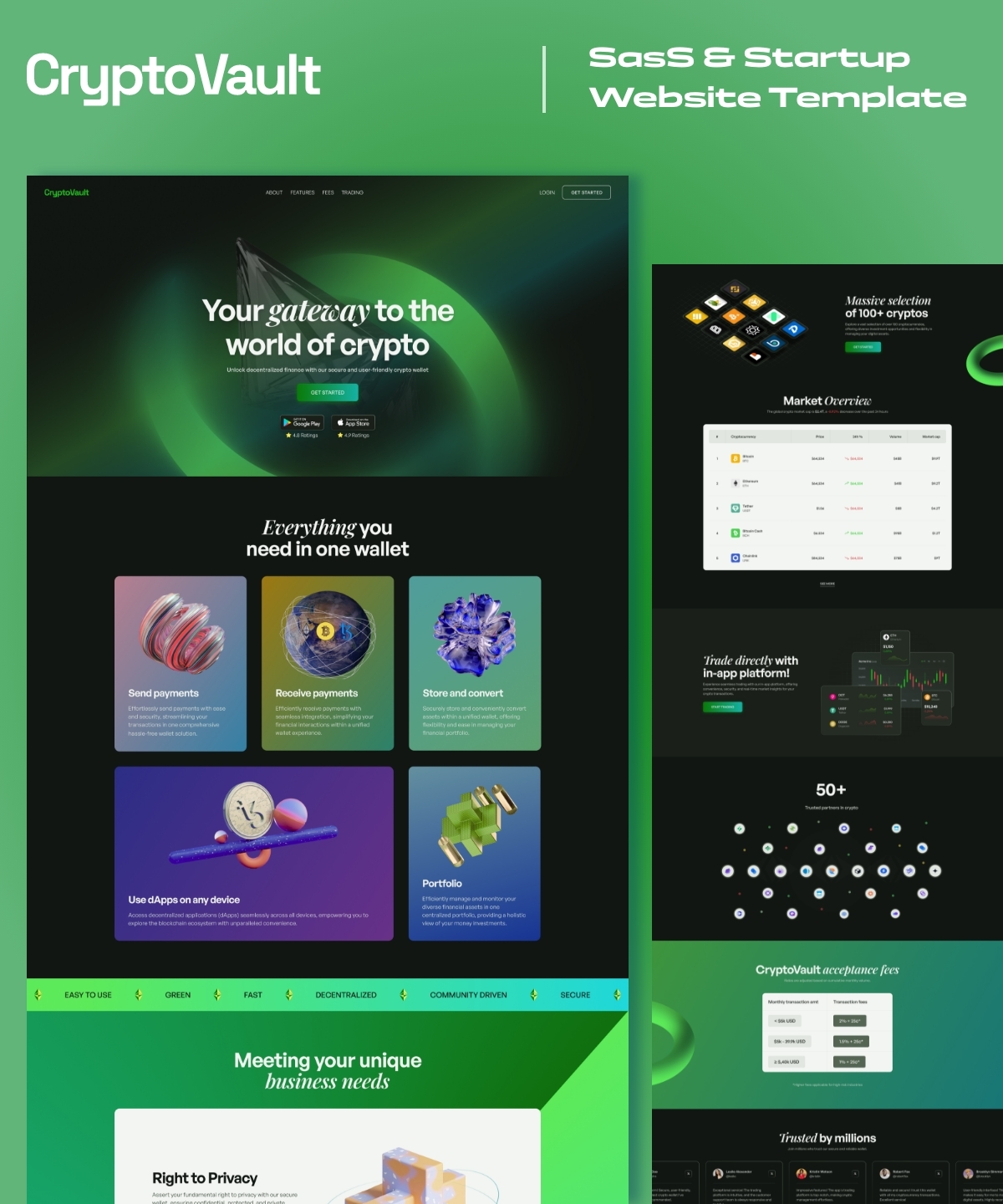 Screenshot of Cryptovault website
