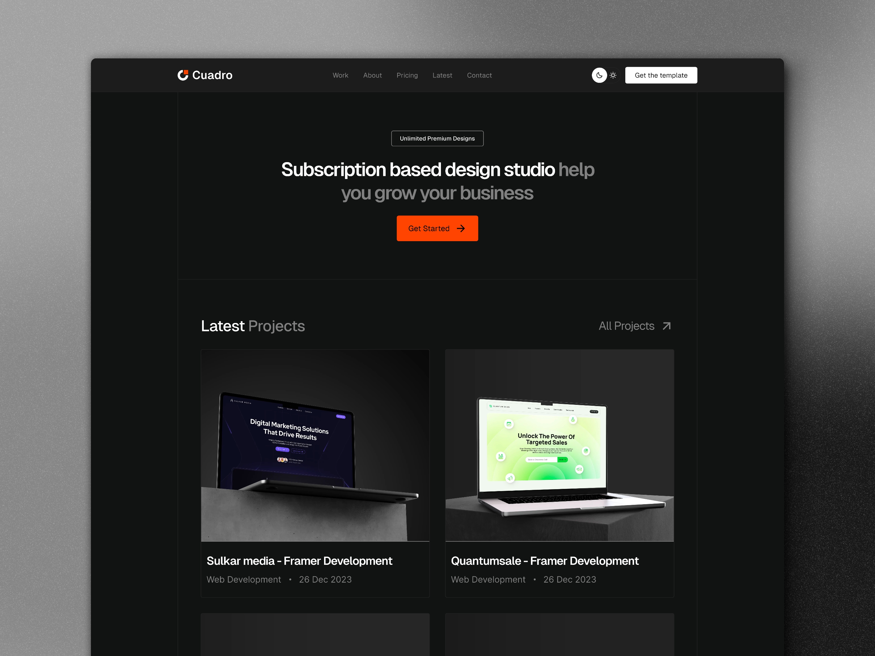 Screenshot of Cuadro website