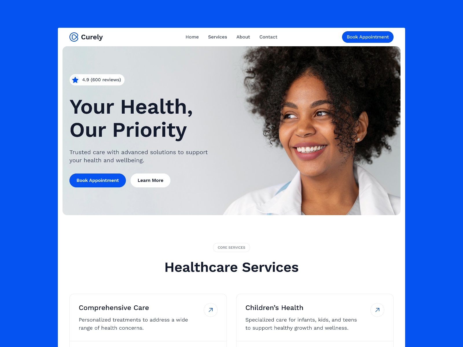 Screenshot of Curely website