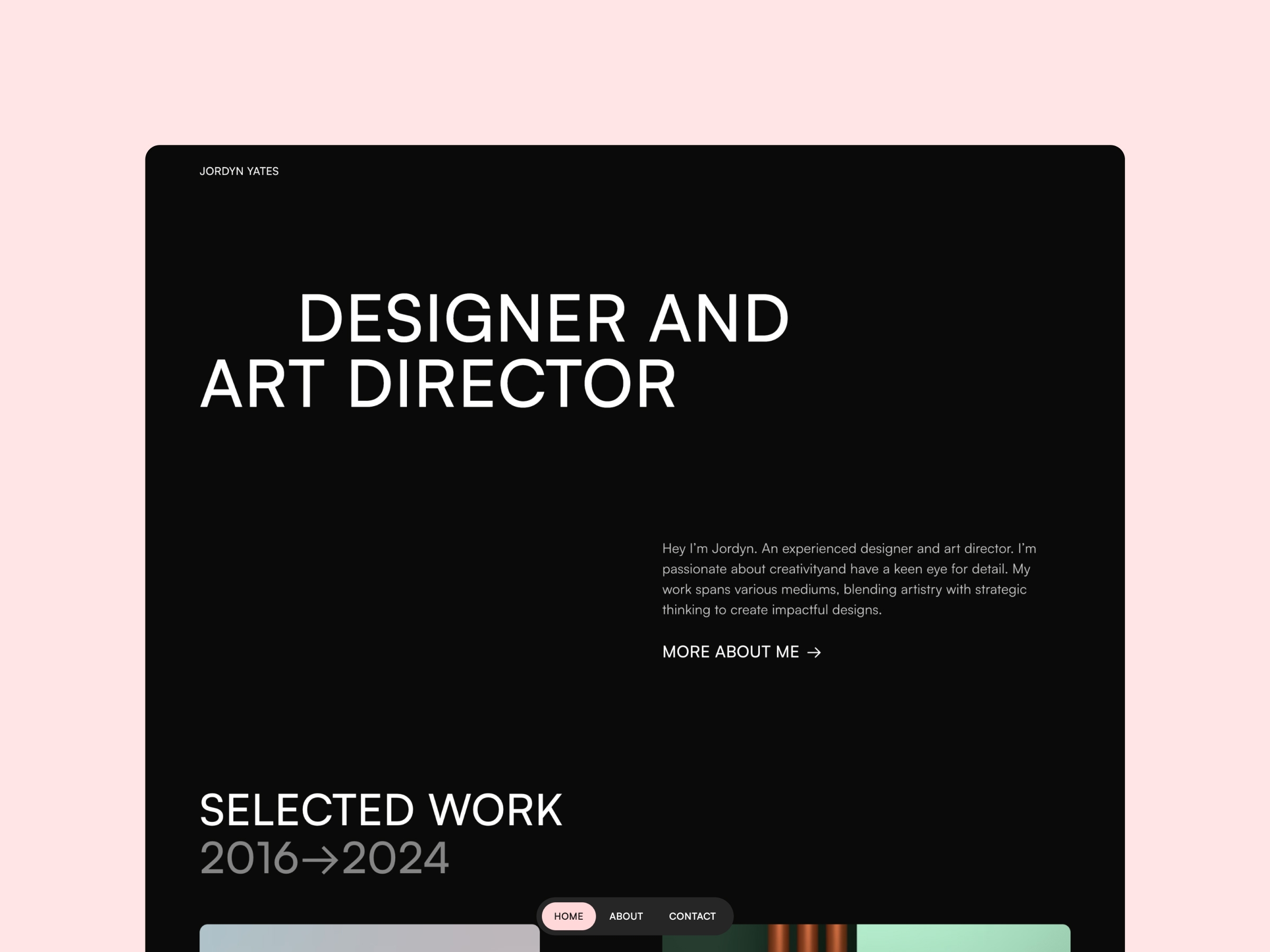 Screenshot of Darkfolio website