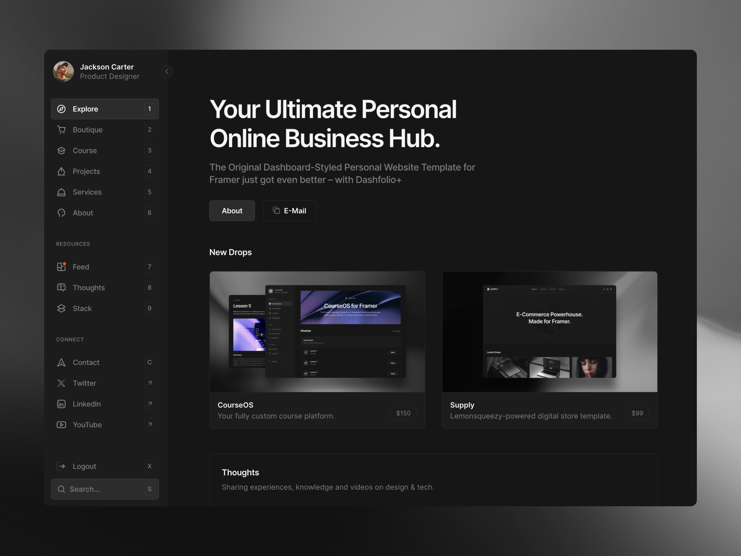 Screenshot of Dashfolio plus website