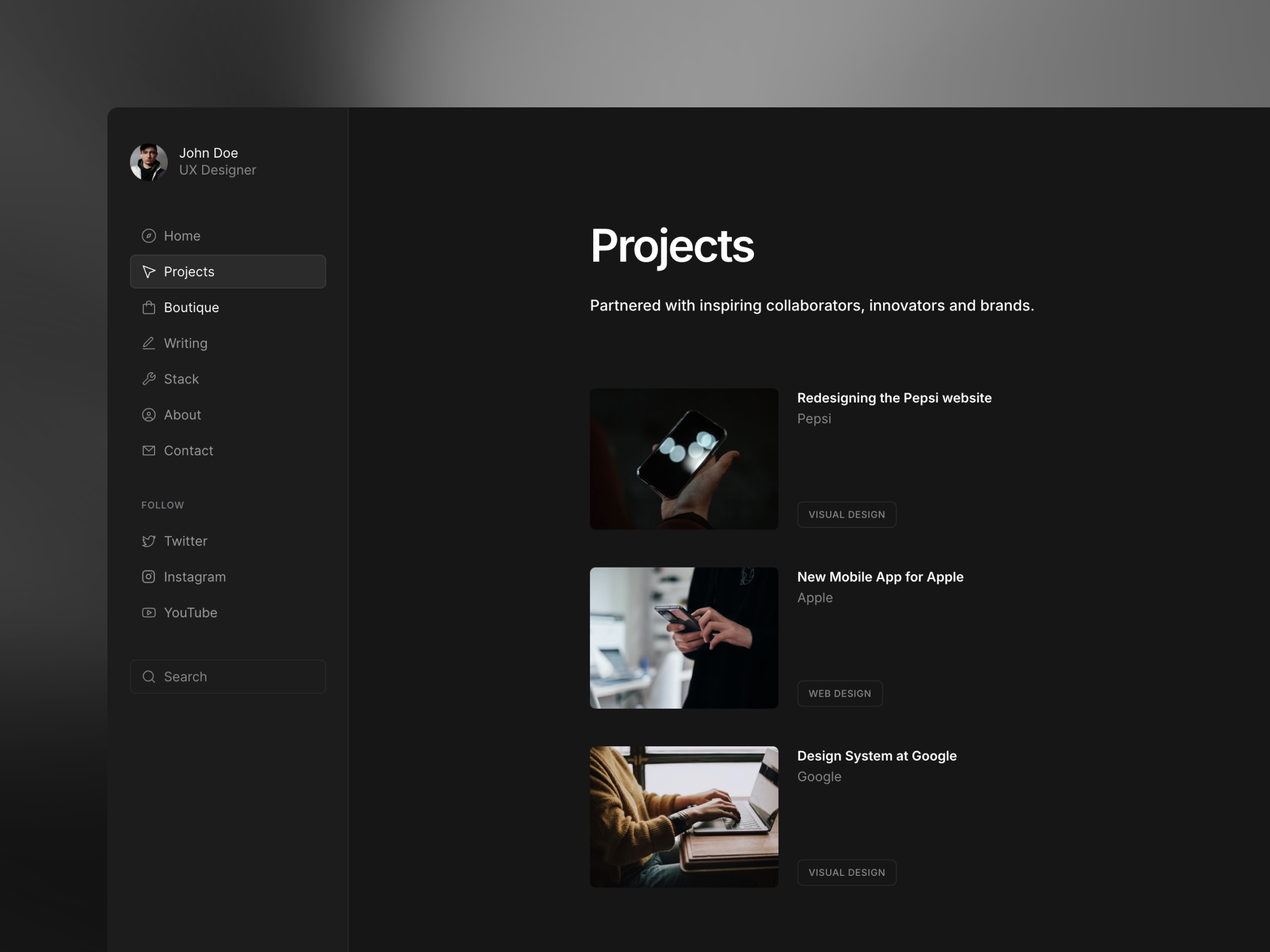 Screenshot 2 of Dashfolio portfolio template