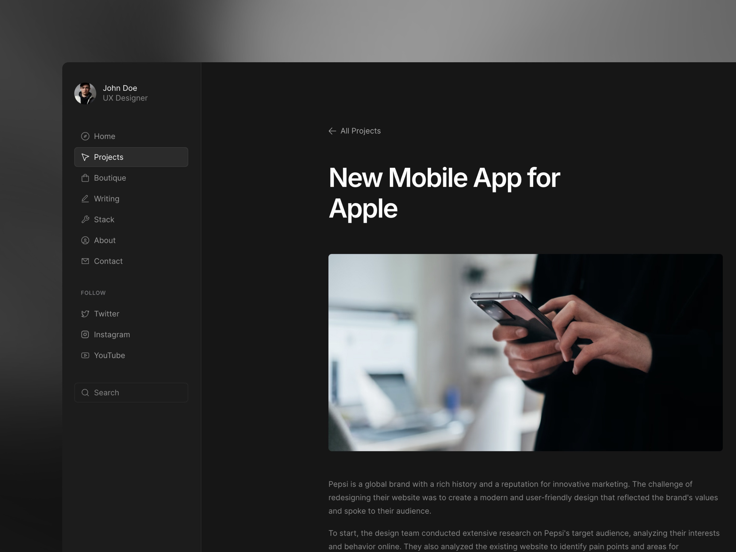 Screenshot 3 of Dashfolio portfolio template