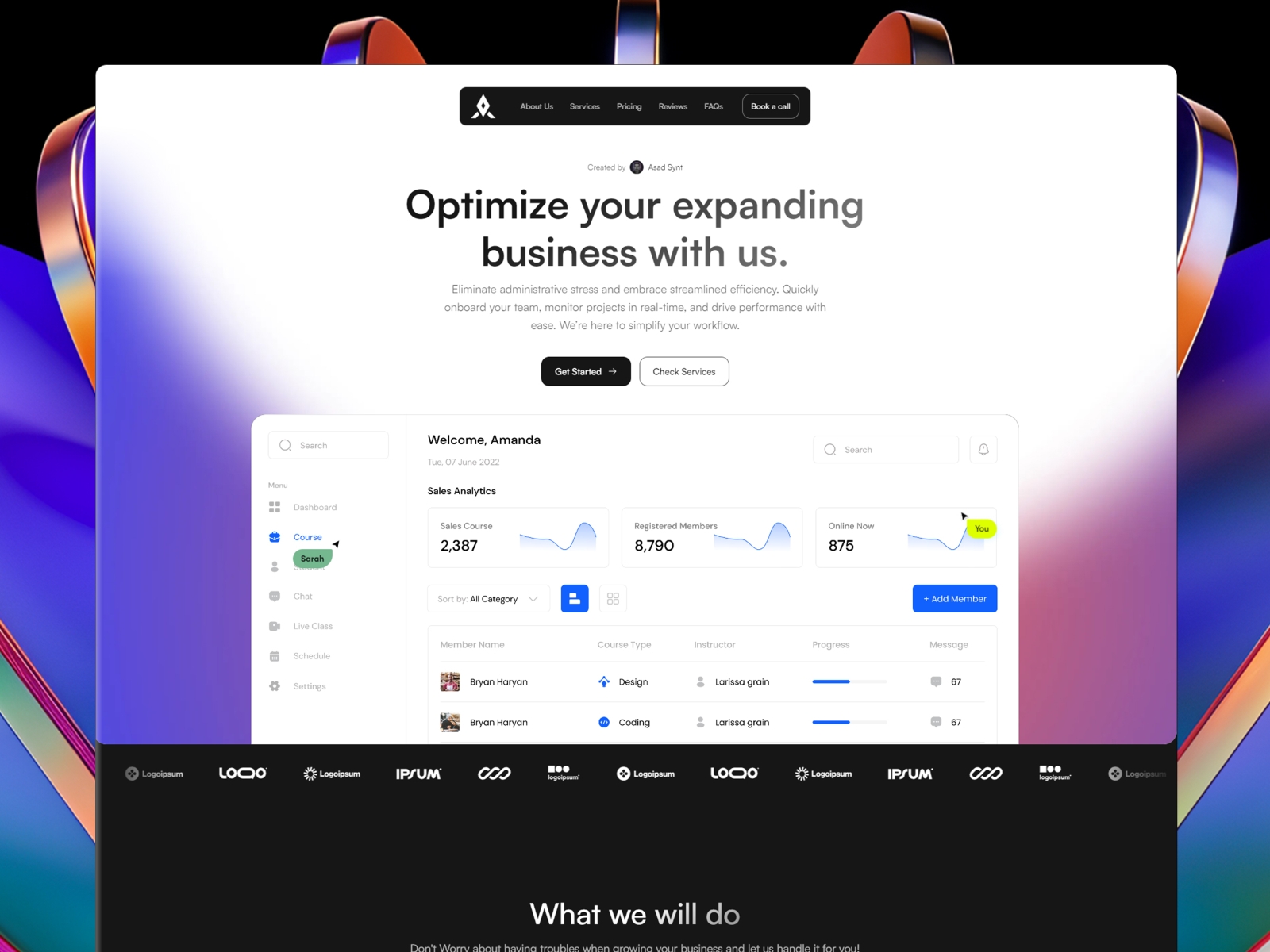 Screenshot of Dashsynt website