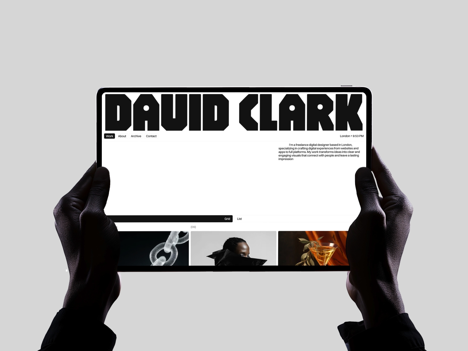 Screenshot of David clark website