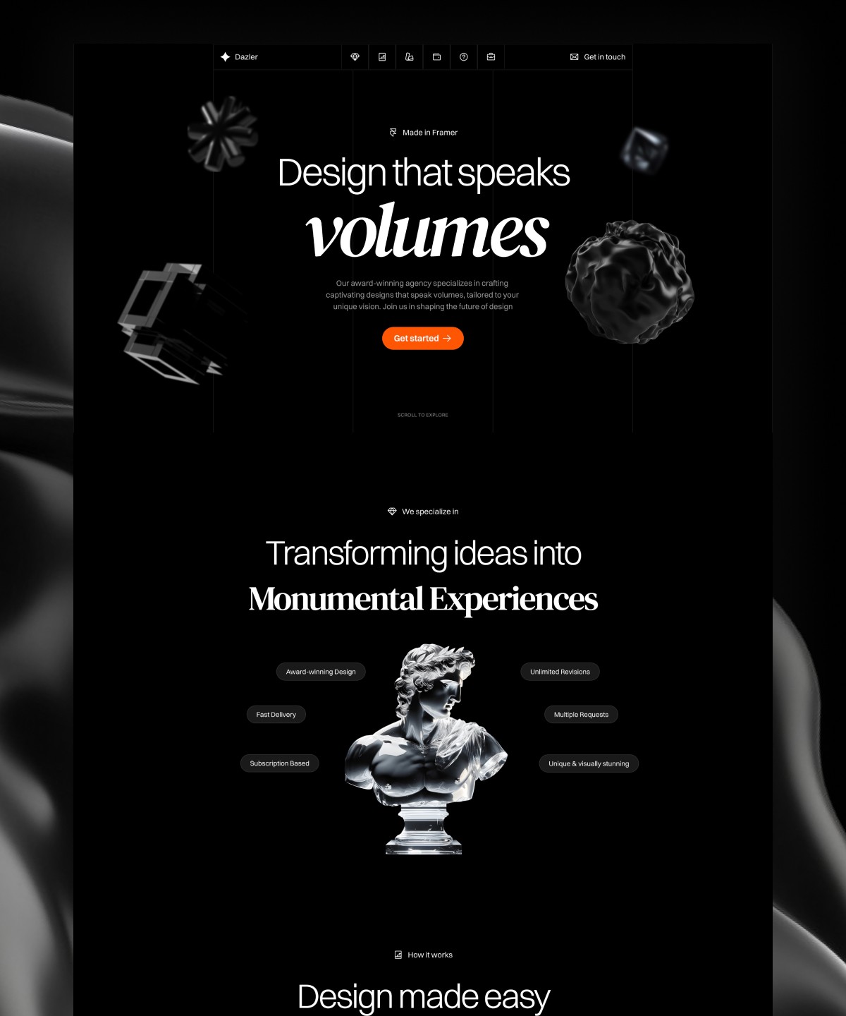 Screenshot of Dazler landing page for agencies website