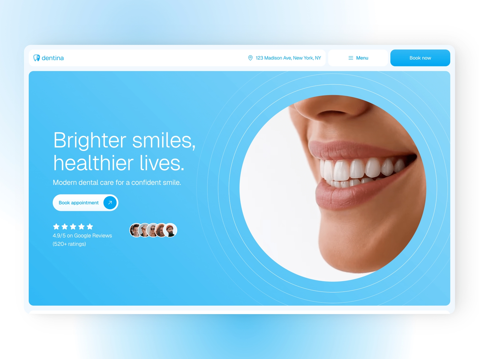 Screenshot of Dentina website