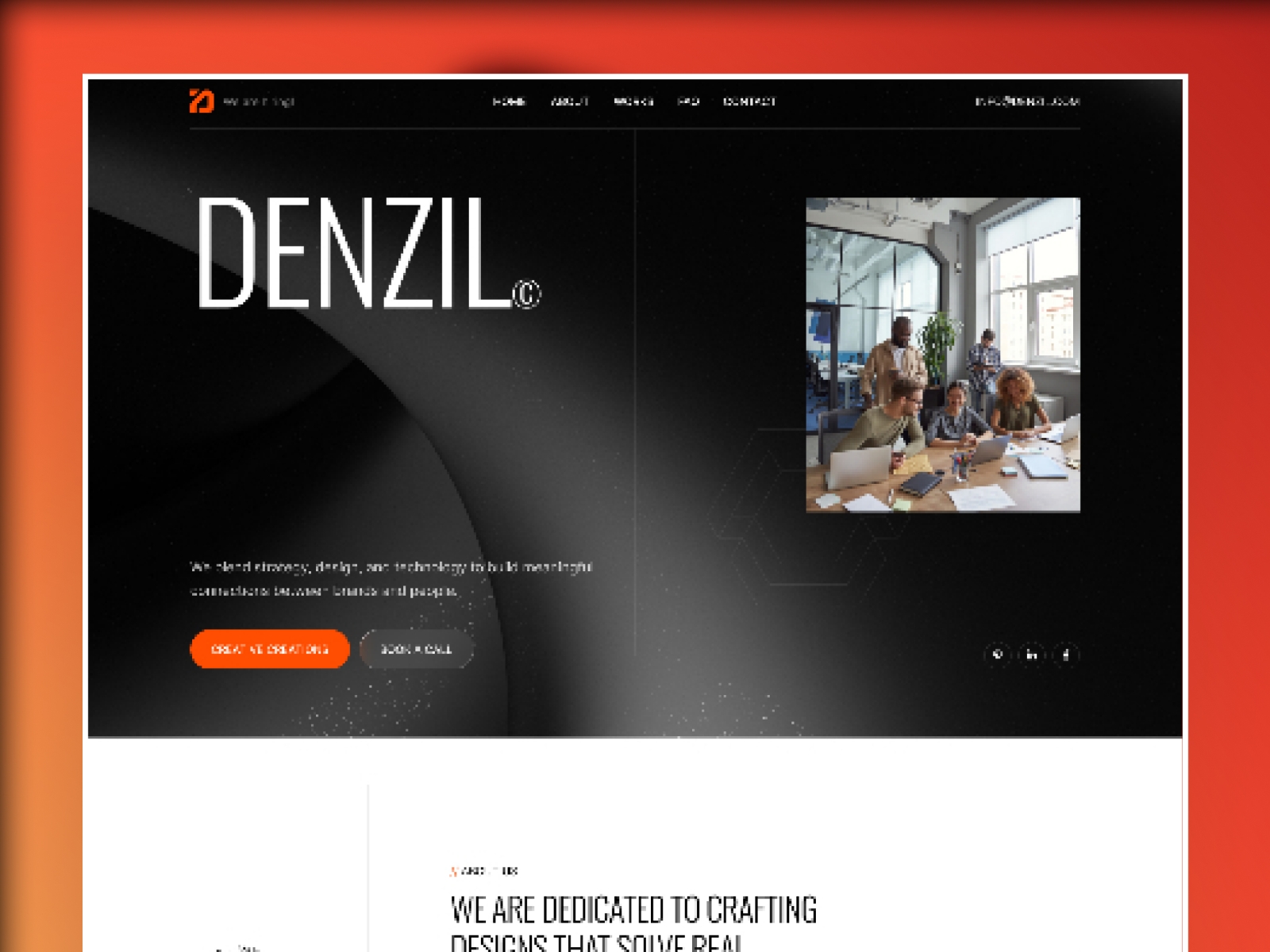 Screenshot of Denzil website