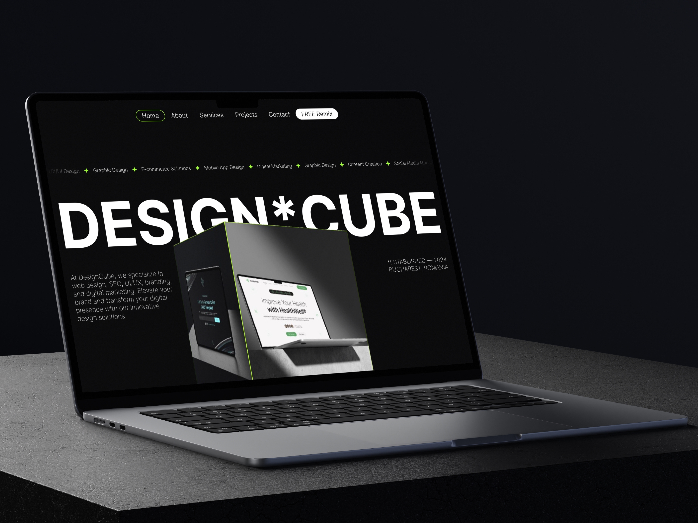 Screenshot of Designcube website