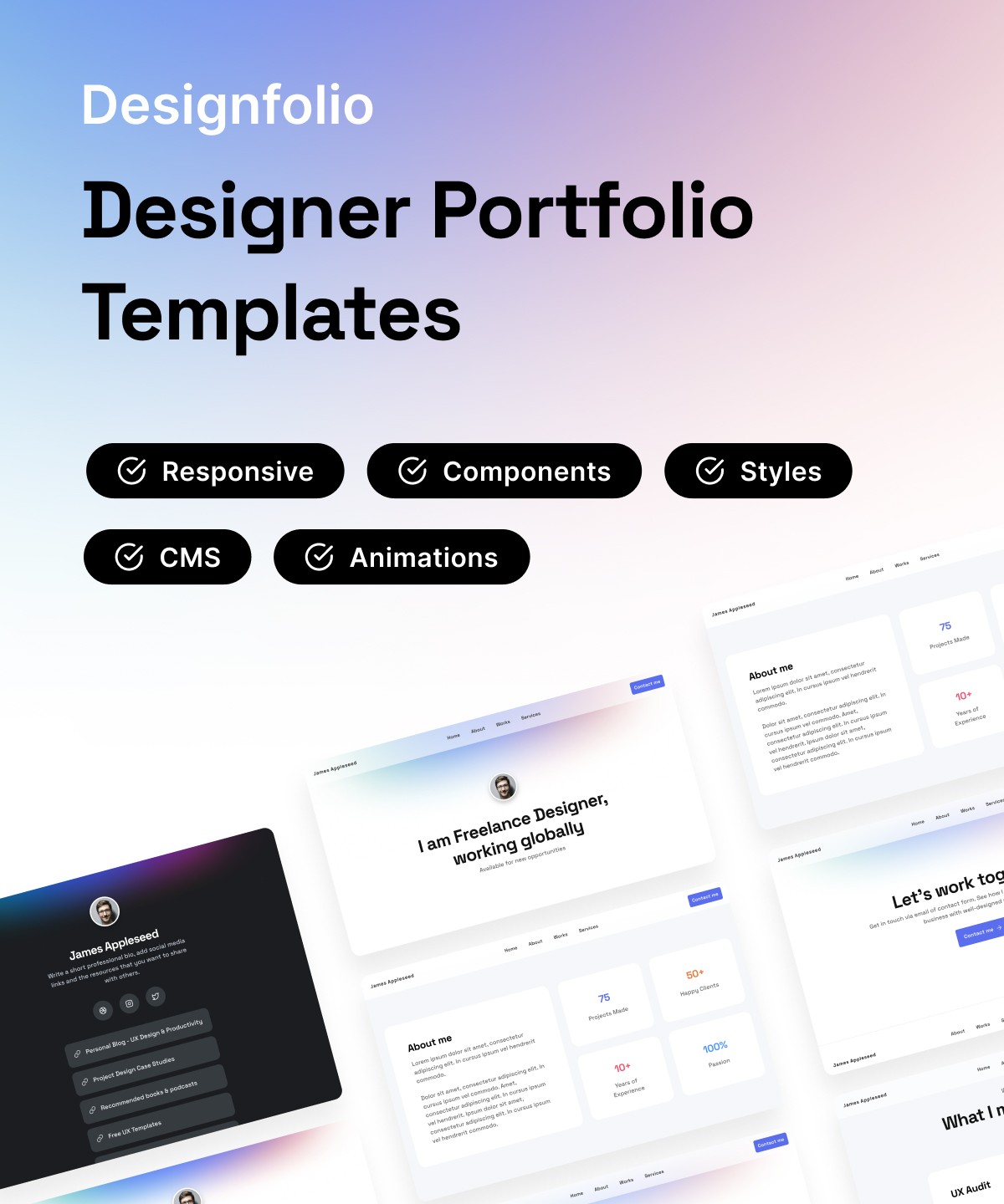 Screenshot of Designfolio website