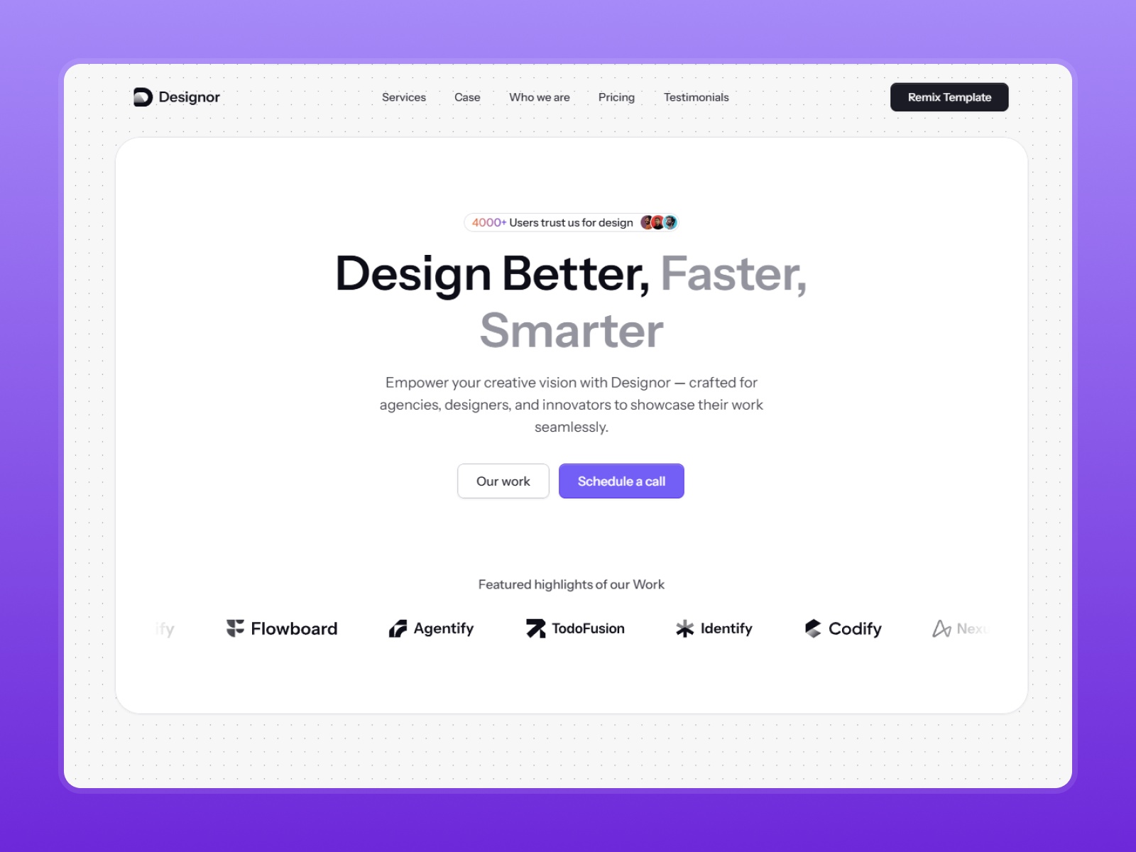 Screenshot of Designor website