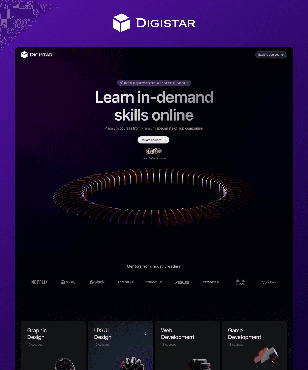 Screenshot of Digistar website