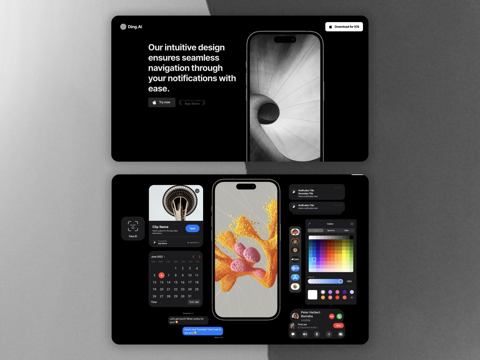 Screenshot of Dingai mobile app template website