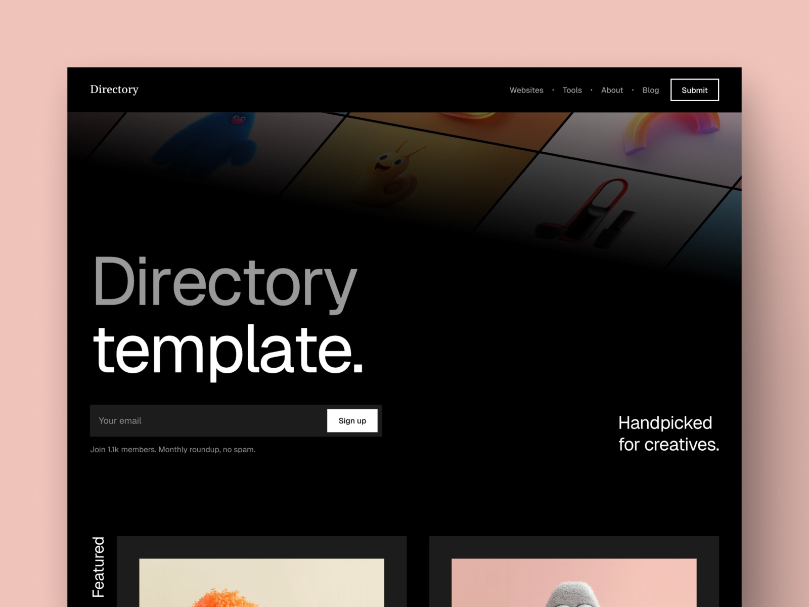 Screenshot of Directory website