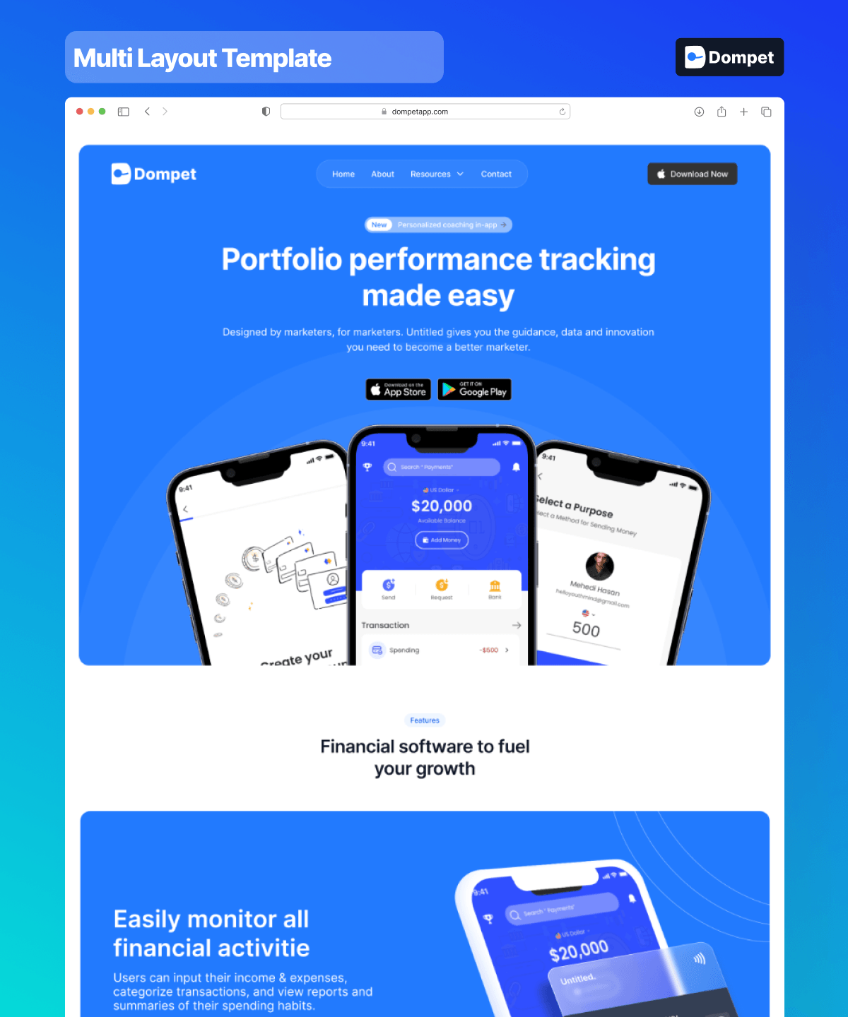 Screenshot of Dompet website