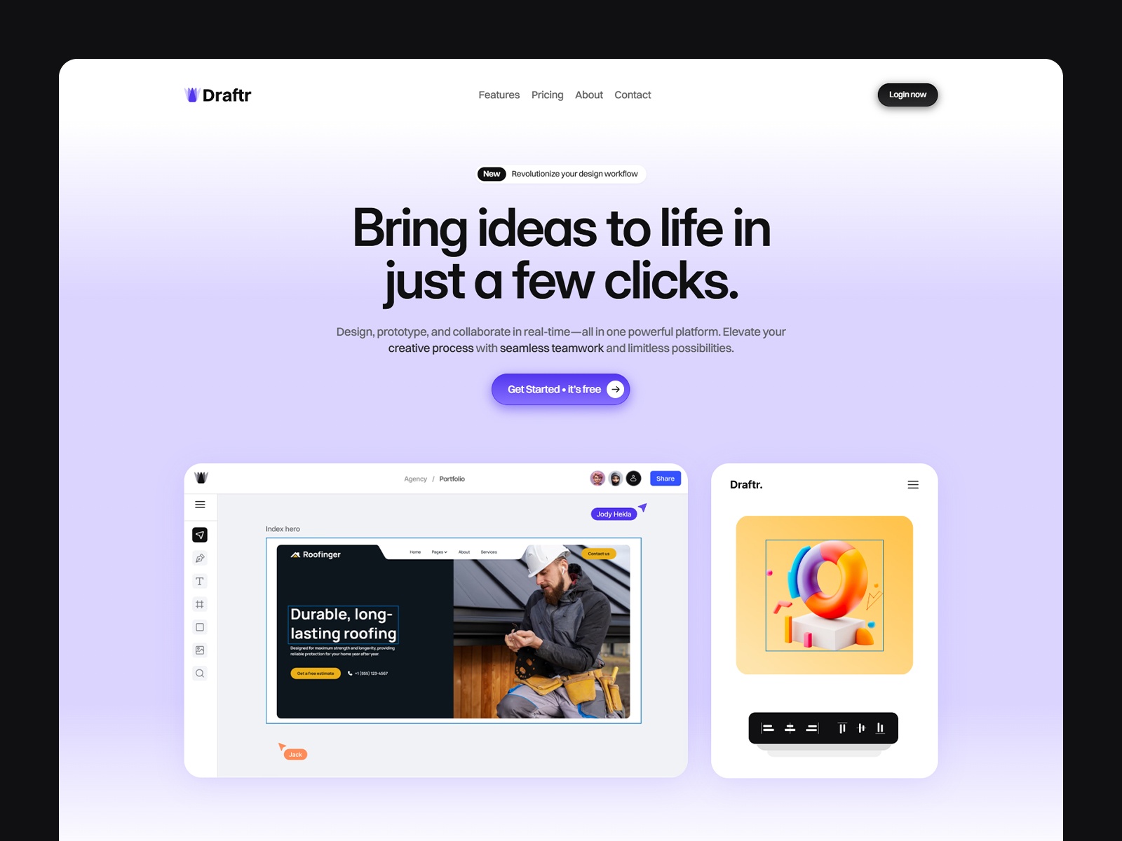 Screenshot of Draftr website