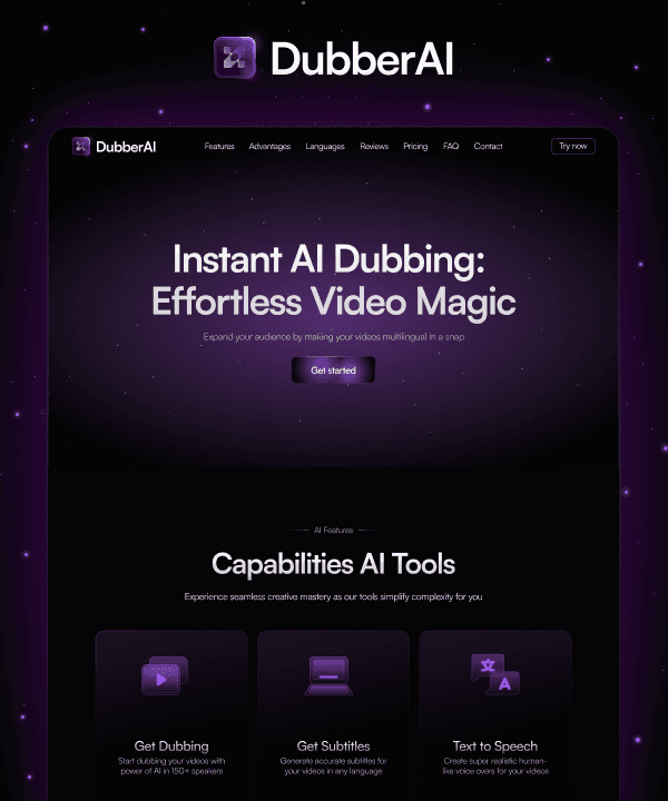 Screenshot of Dubber ai website